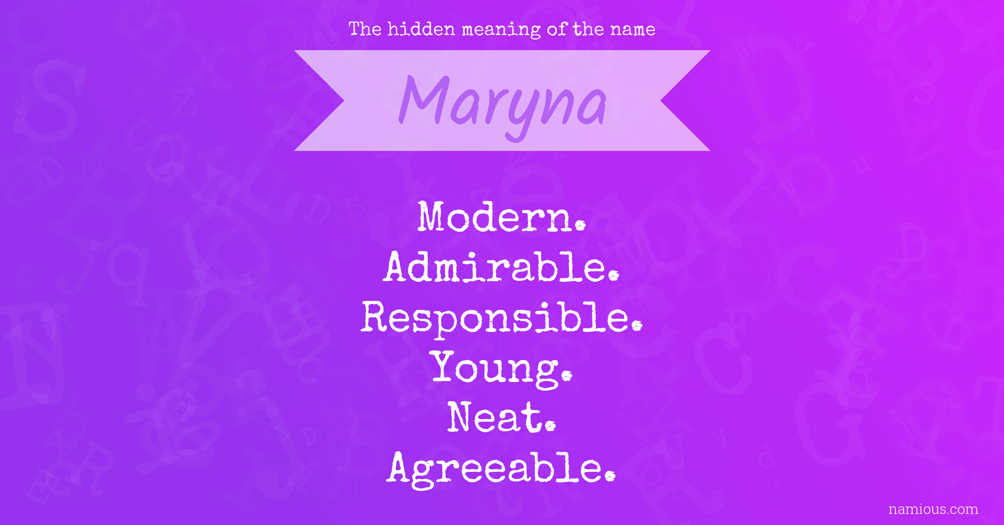 The hidden meaning of the name Maryna