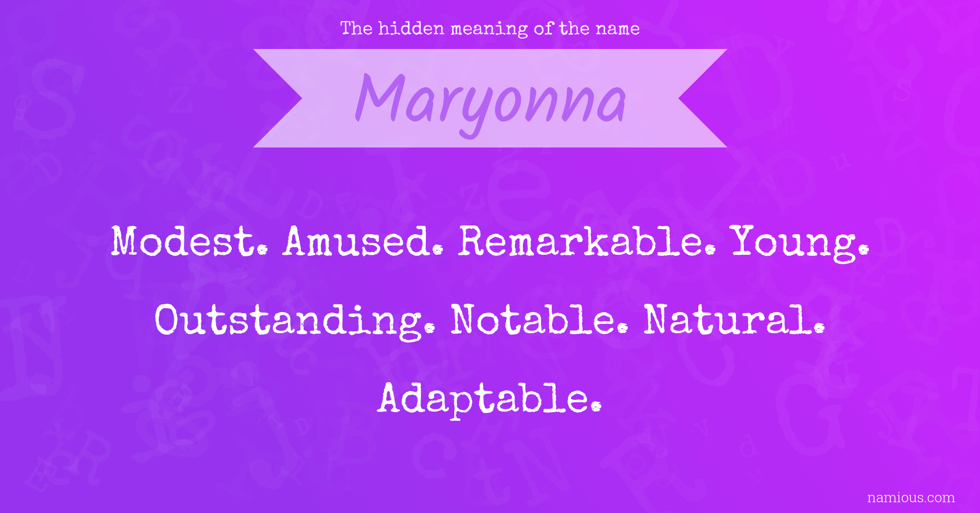 The hidden meaning of the name Maryonna