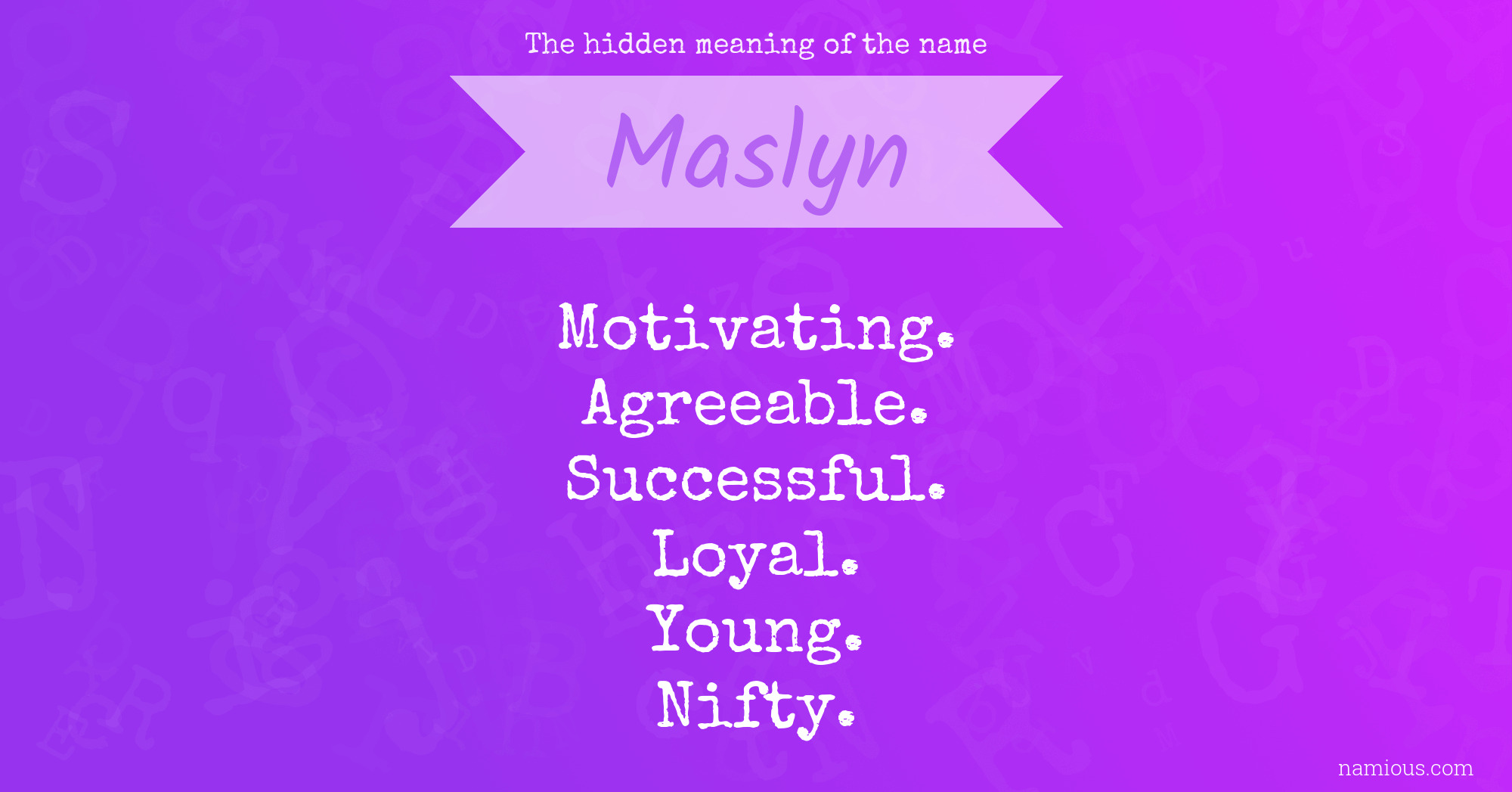 The hidden meaning of the name Maslyn