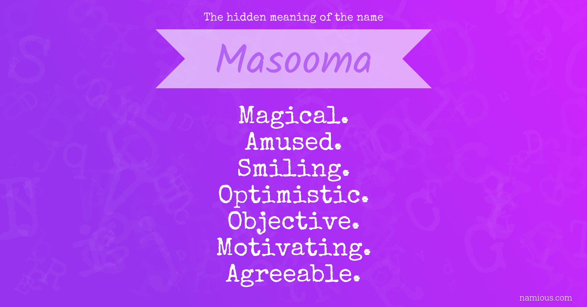 The hidden meaning of the name Masooma