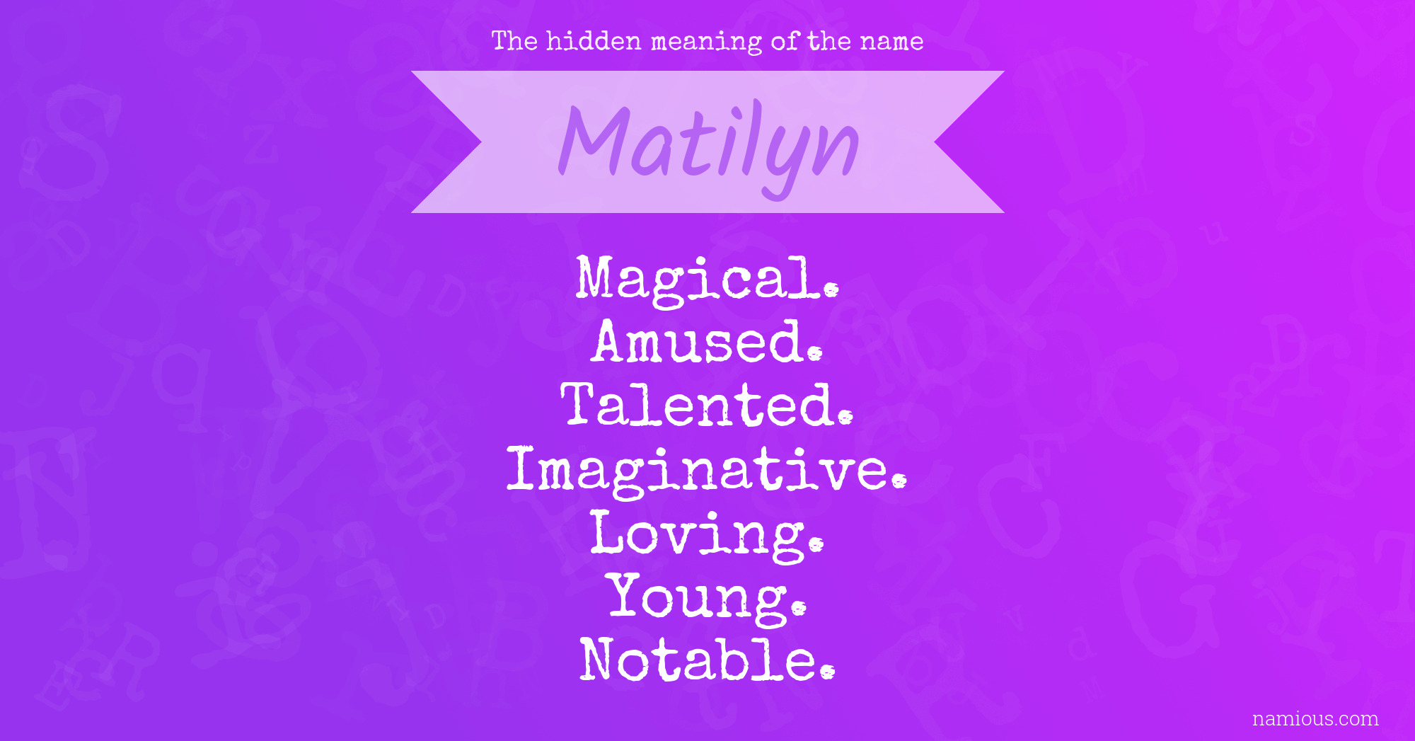 The hidden meaning of the name Matilyn