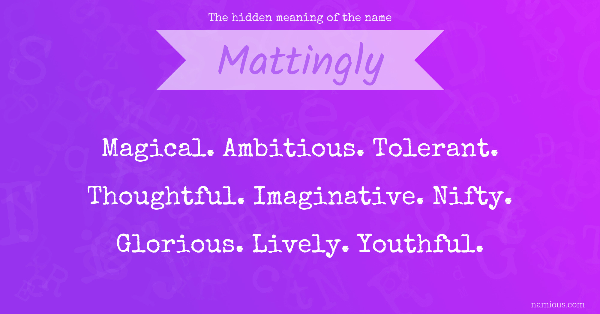 The hidden meaning of the name Mattingly