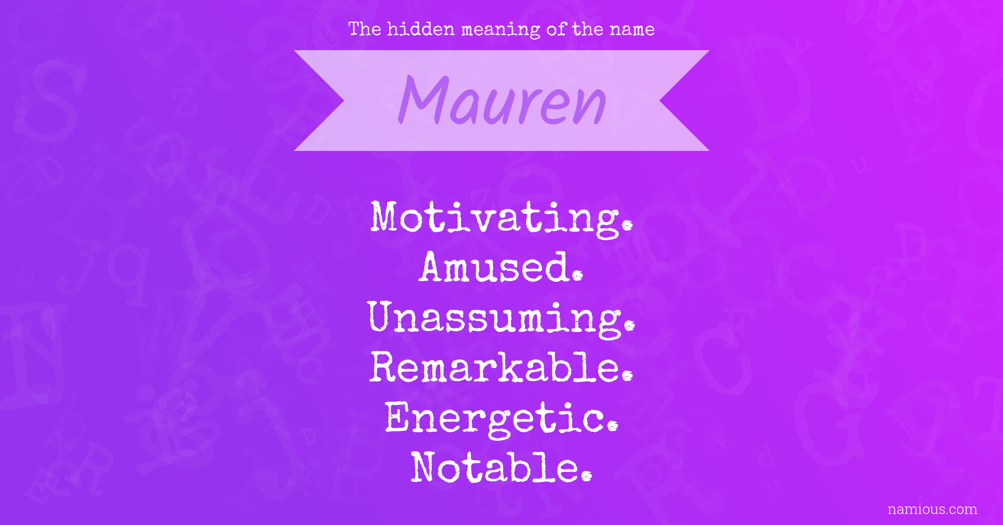 The hidden meaning of the name Mauren