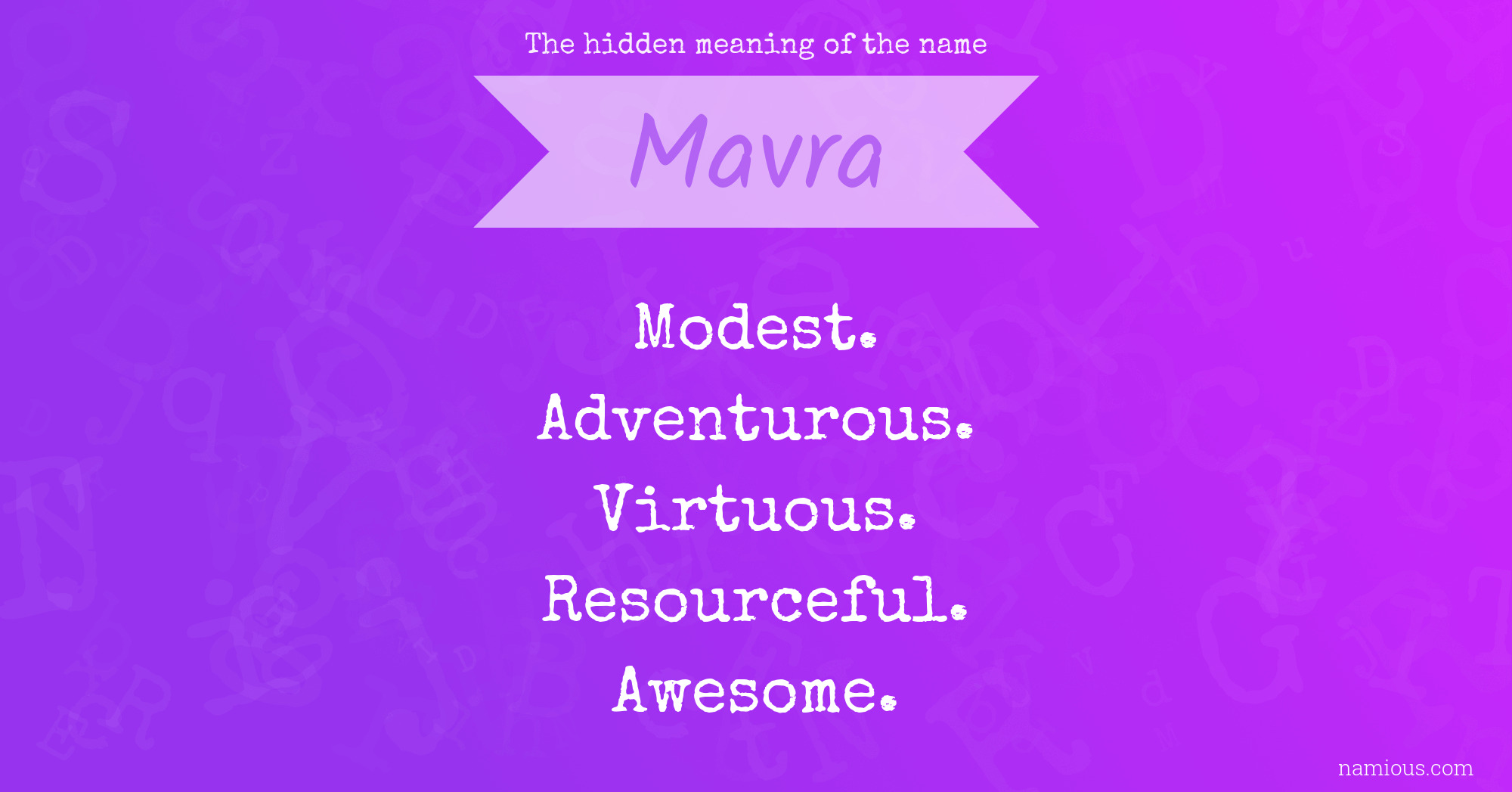 The hidden meaning of the name Mavra