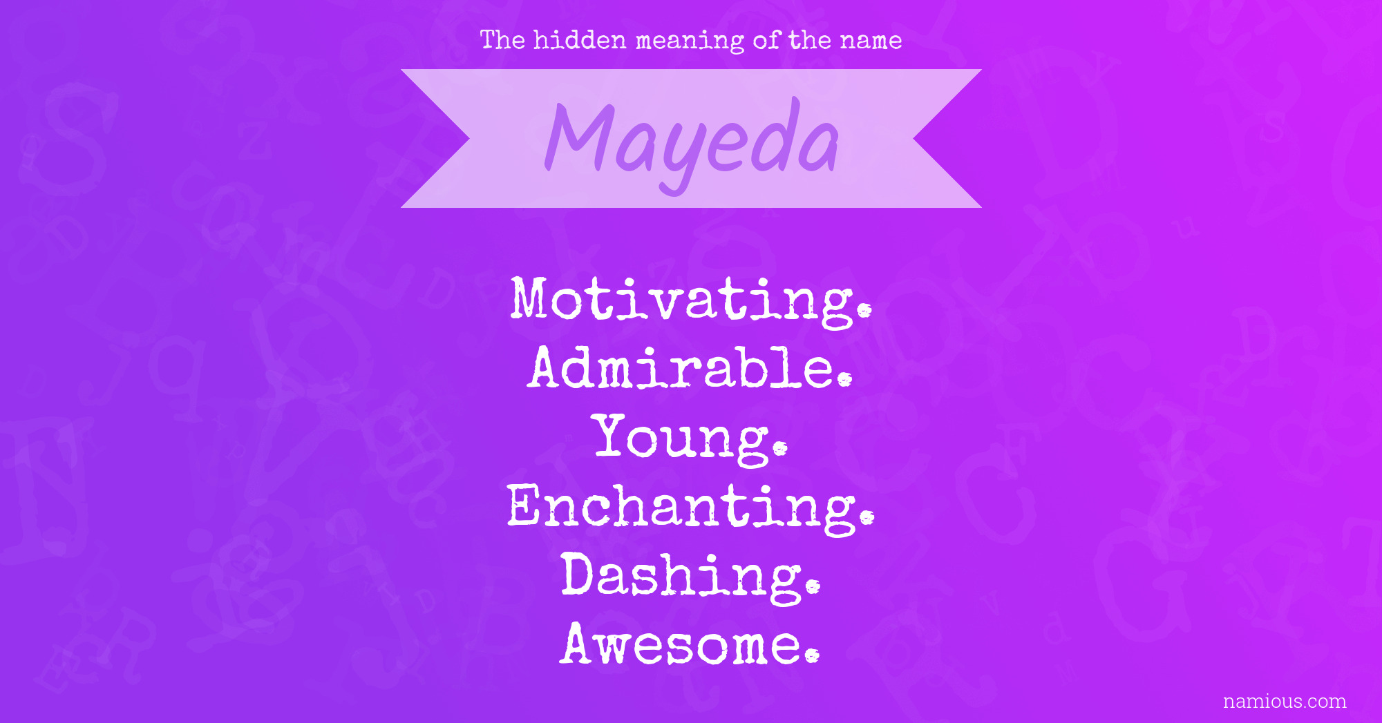 The hidden meaning of the name Mayeda