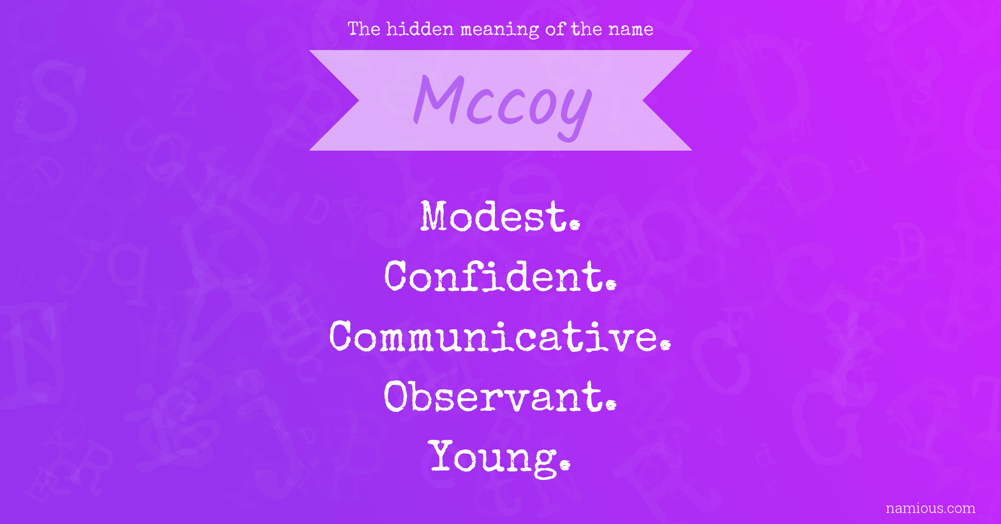 The hidden meaning of the name Mccoy