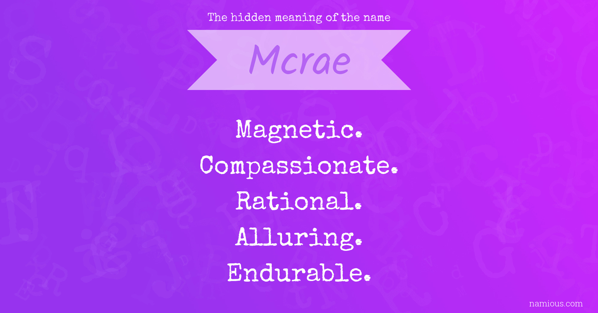 The hidden meaning of the name Mcrae