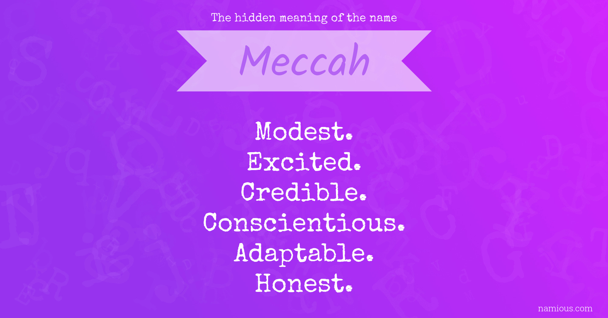 The hidden meaning of the name Meccah