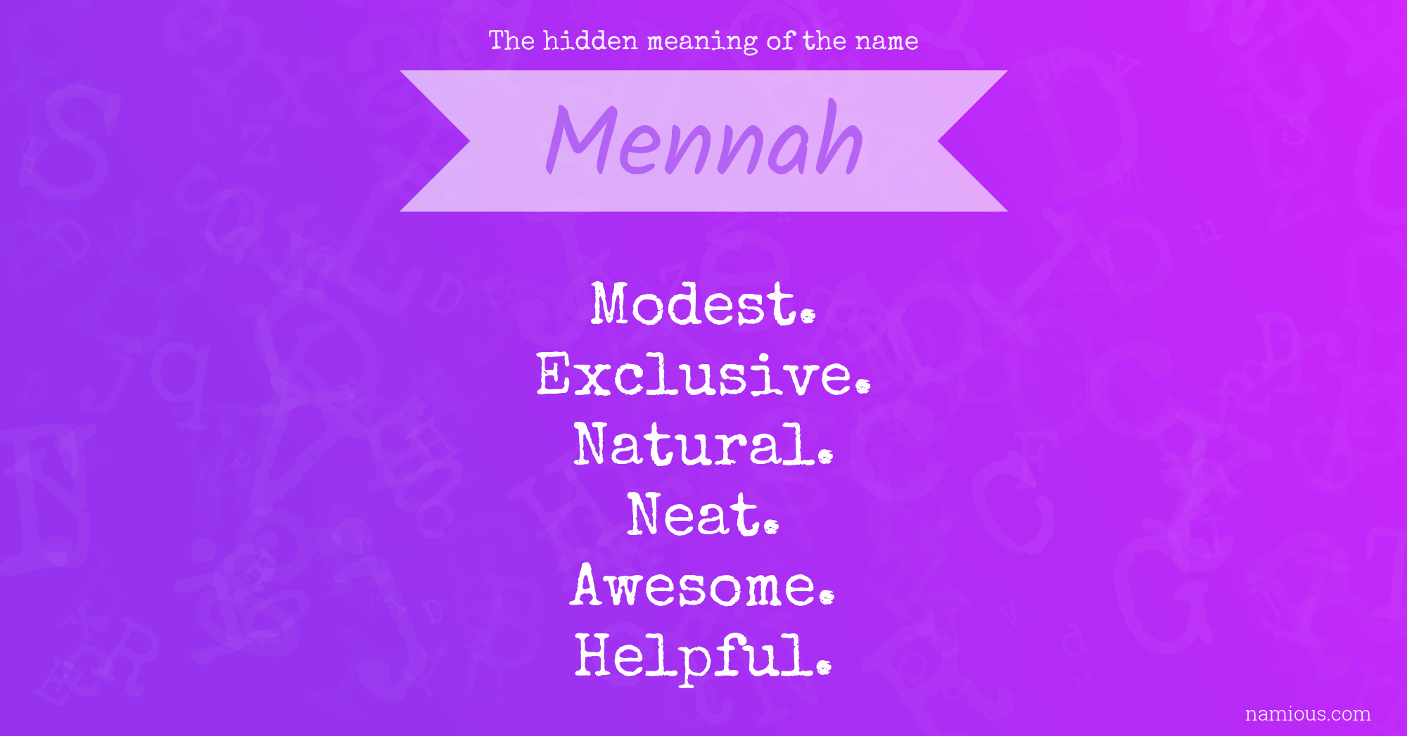 The hidden meaning of the name Mennah