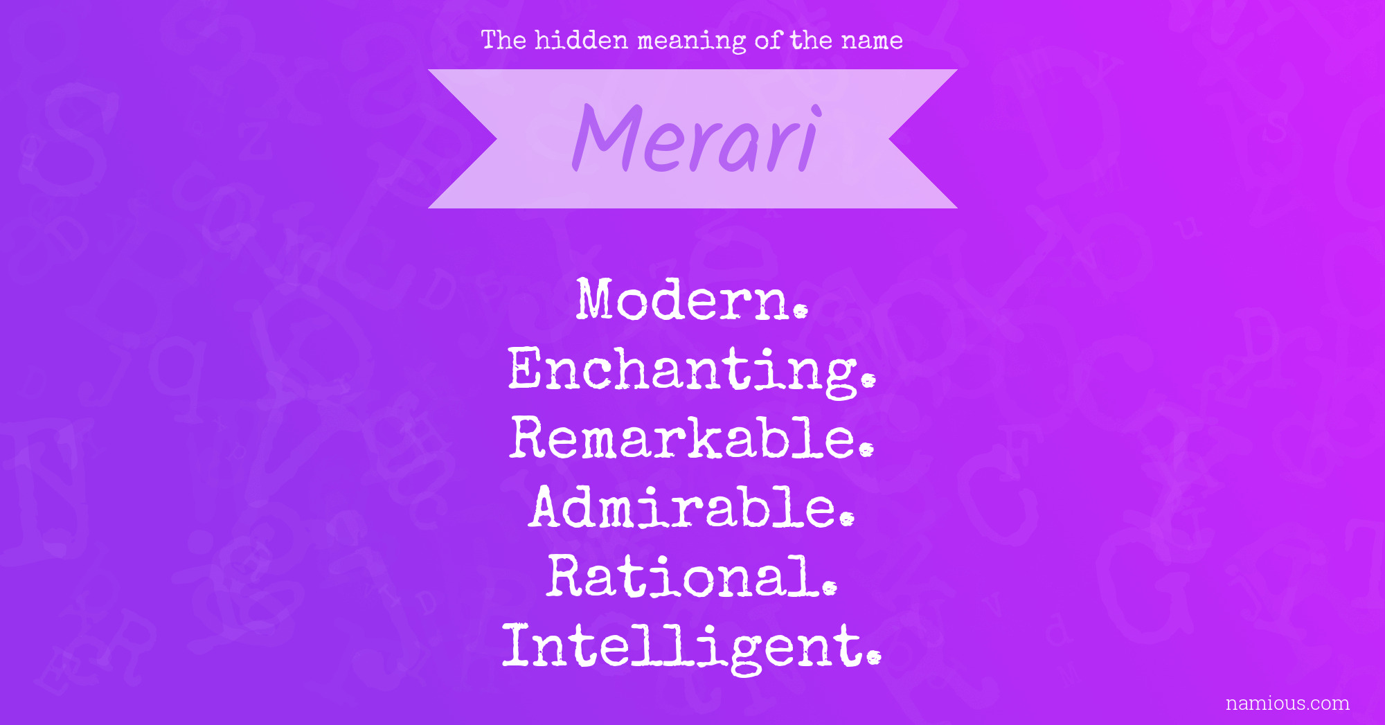 The hidden meaning of the name Merari