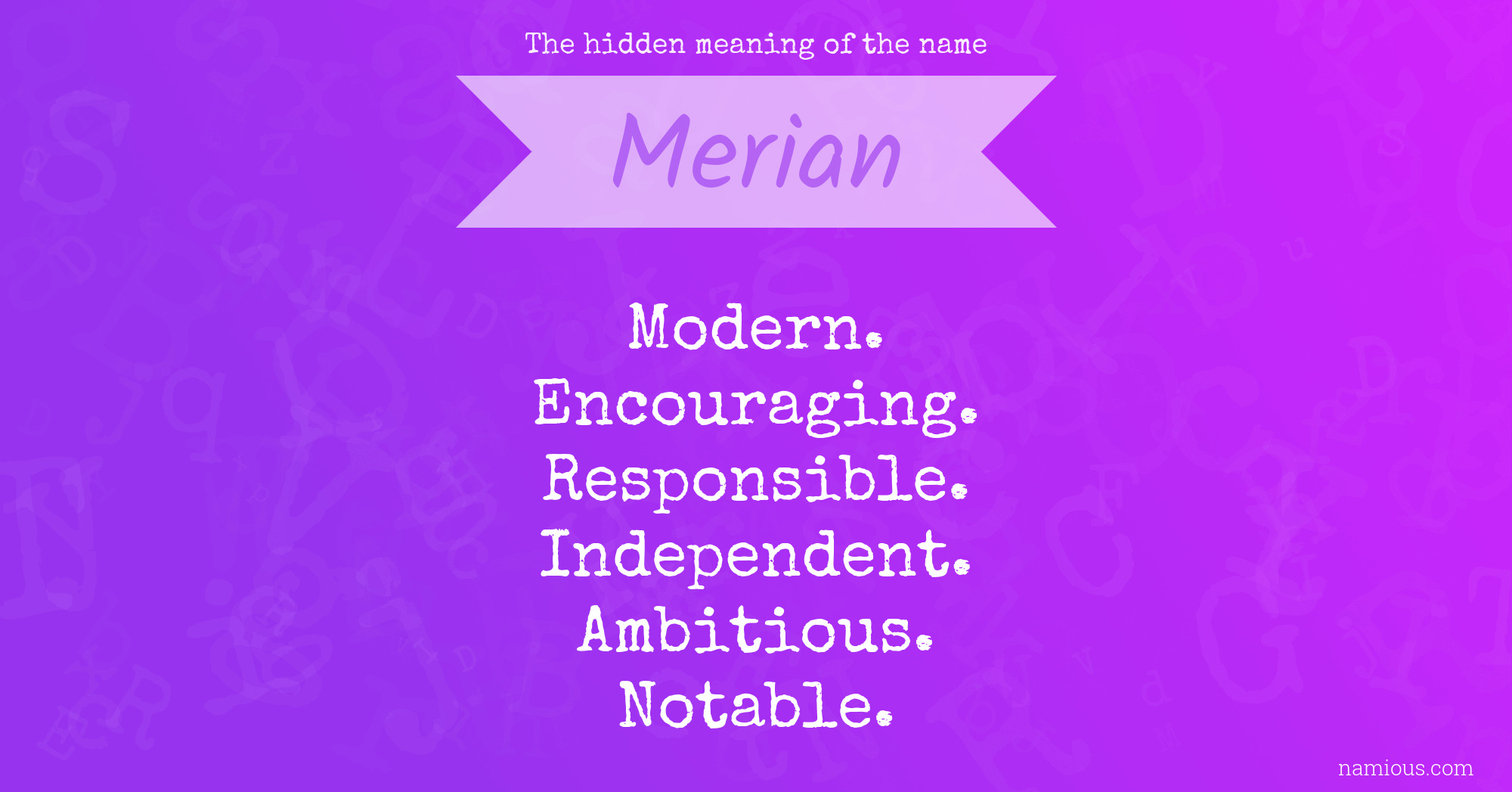 The hidden meaning of the name Merian