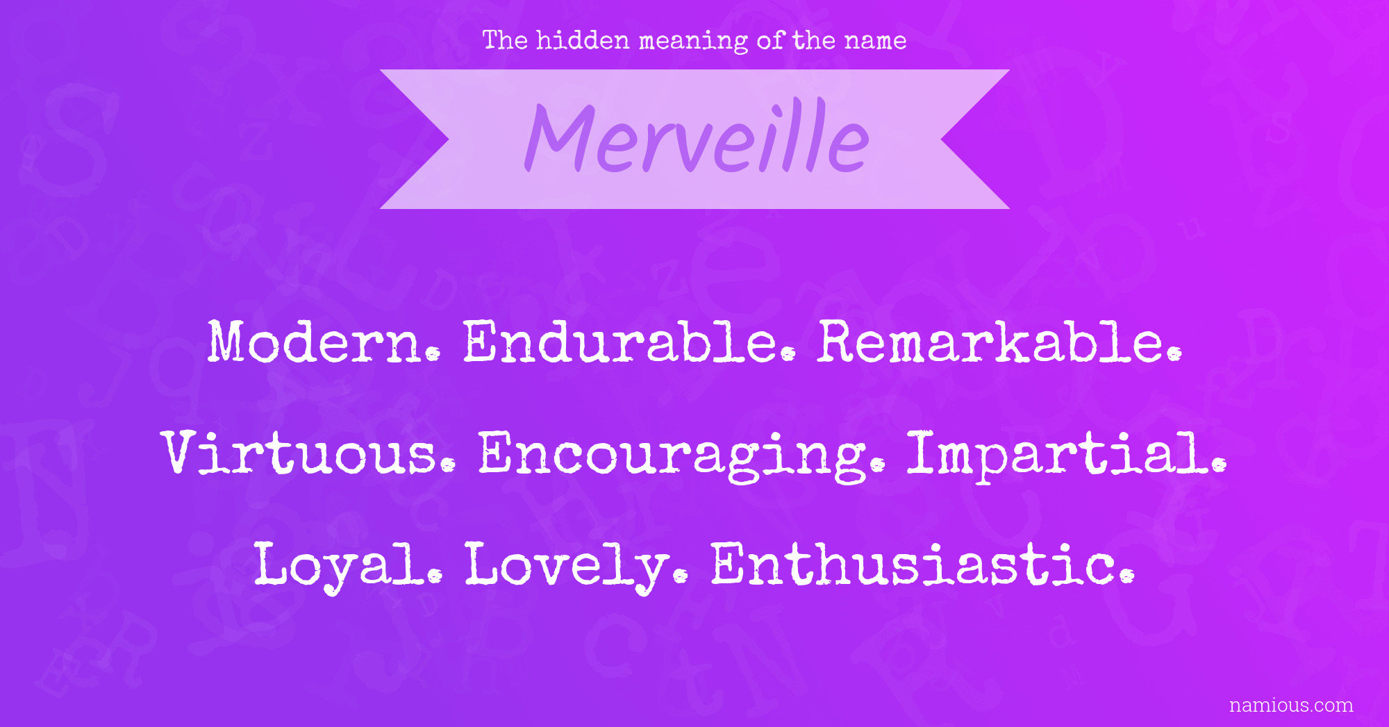 The hidden meaning of the name Merveille