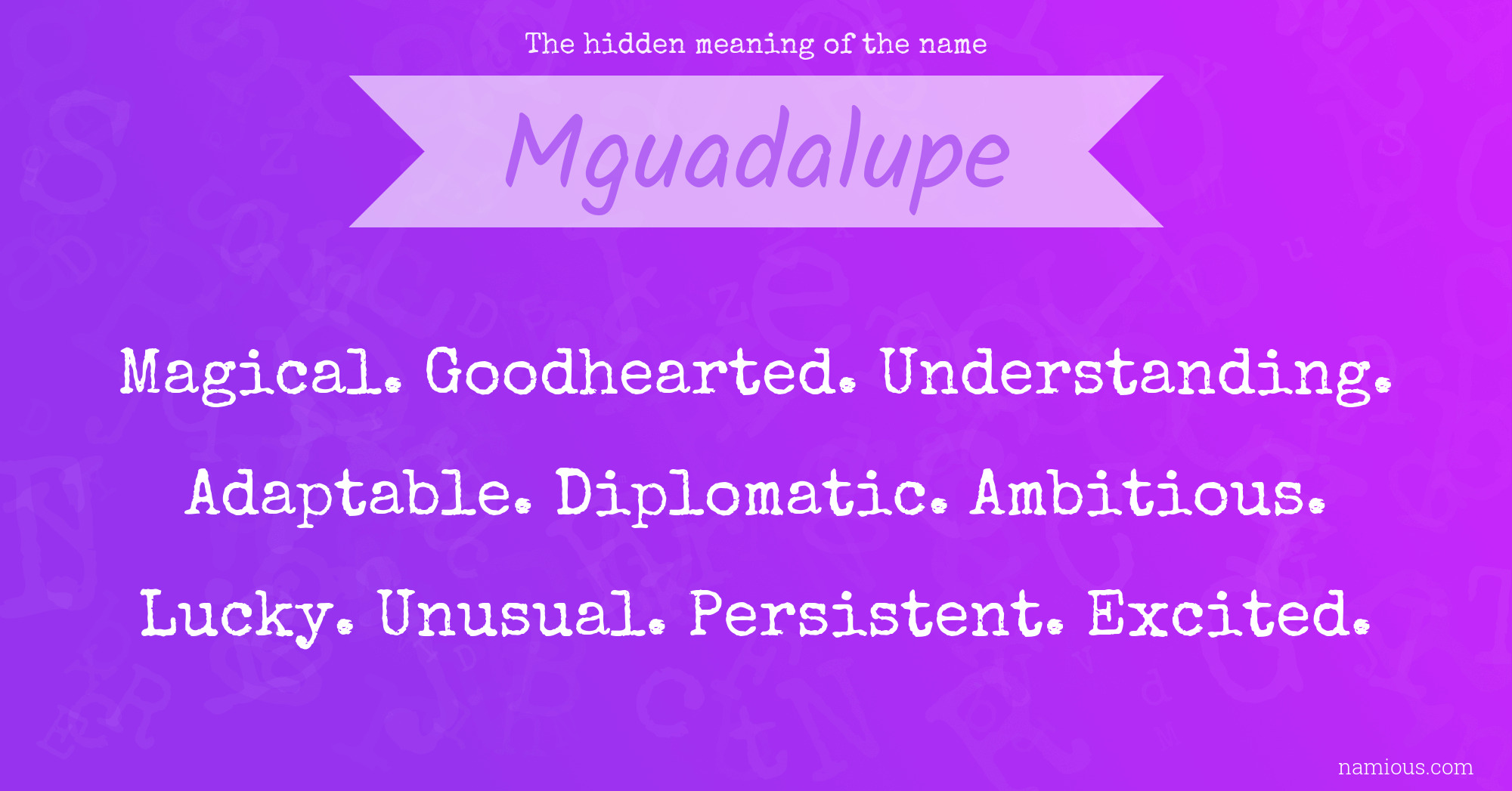 The hidden meaning of the name Mguadalupe