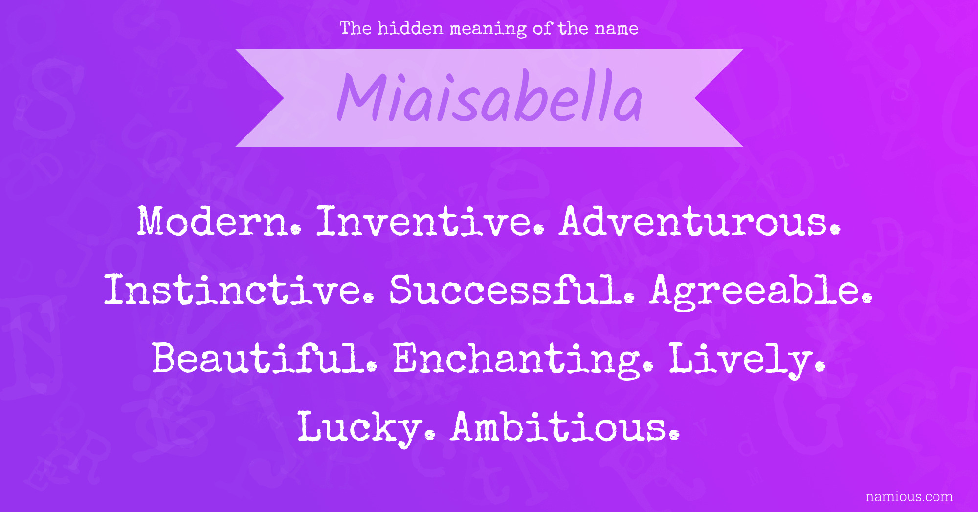 The hidden meaning of the name Miaisabella