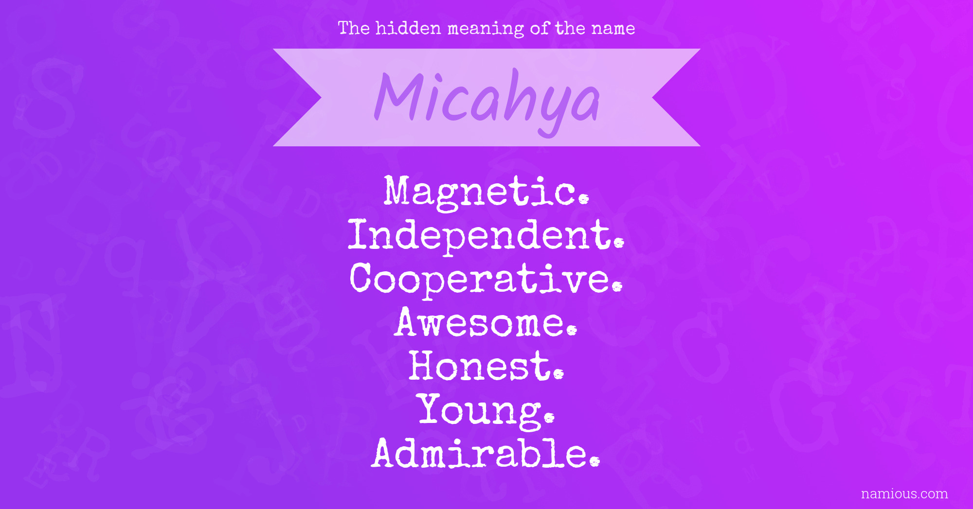 The hidden meaning of the name Micahya