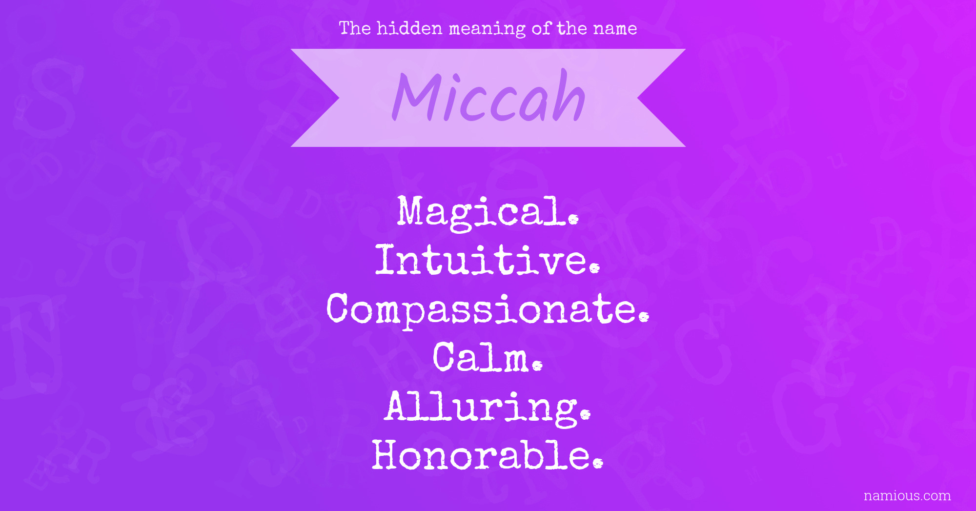 The hidden meaning of the name Miccah