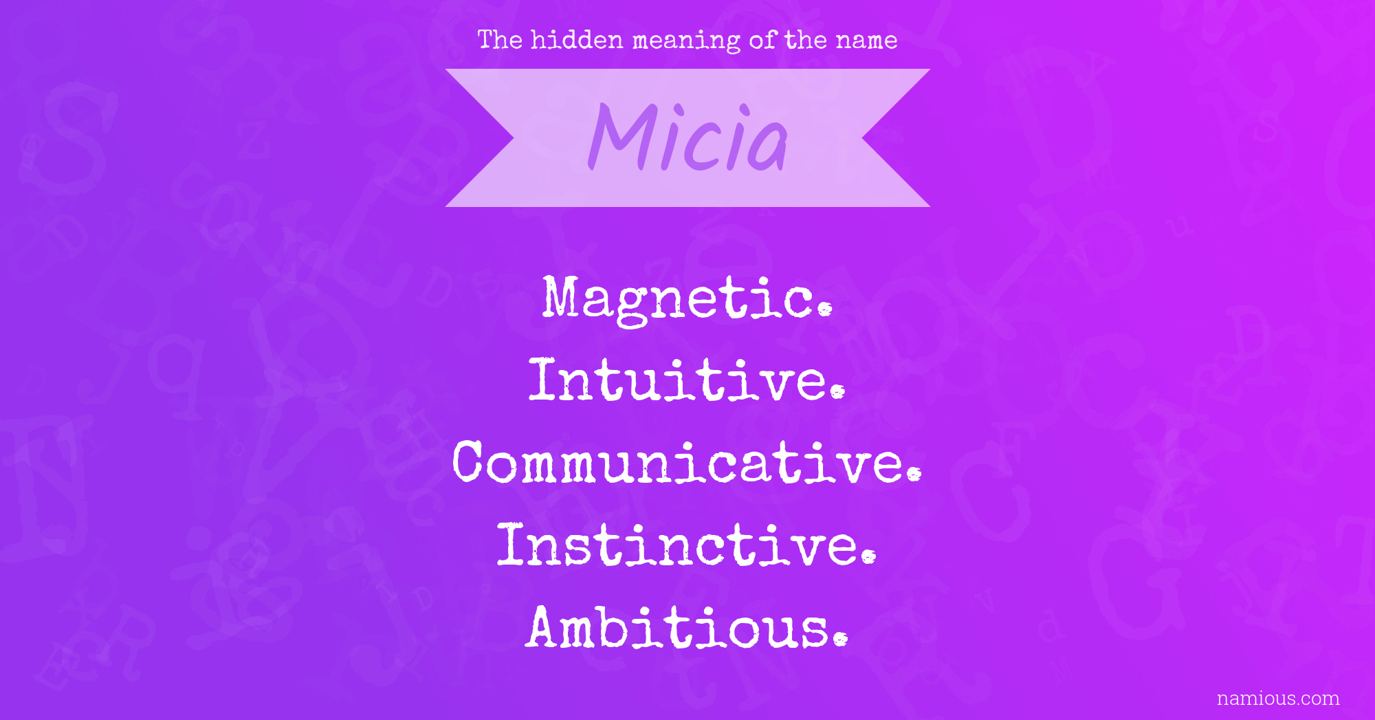 The hidden meaning of the name Micia