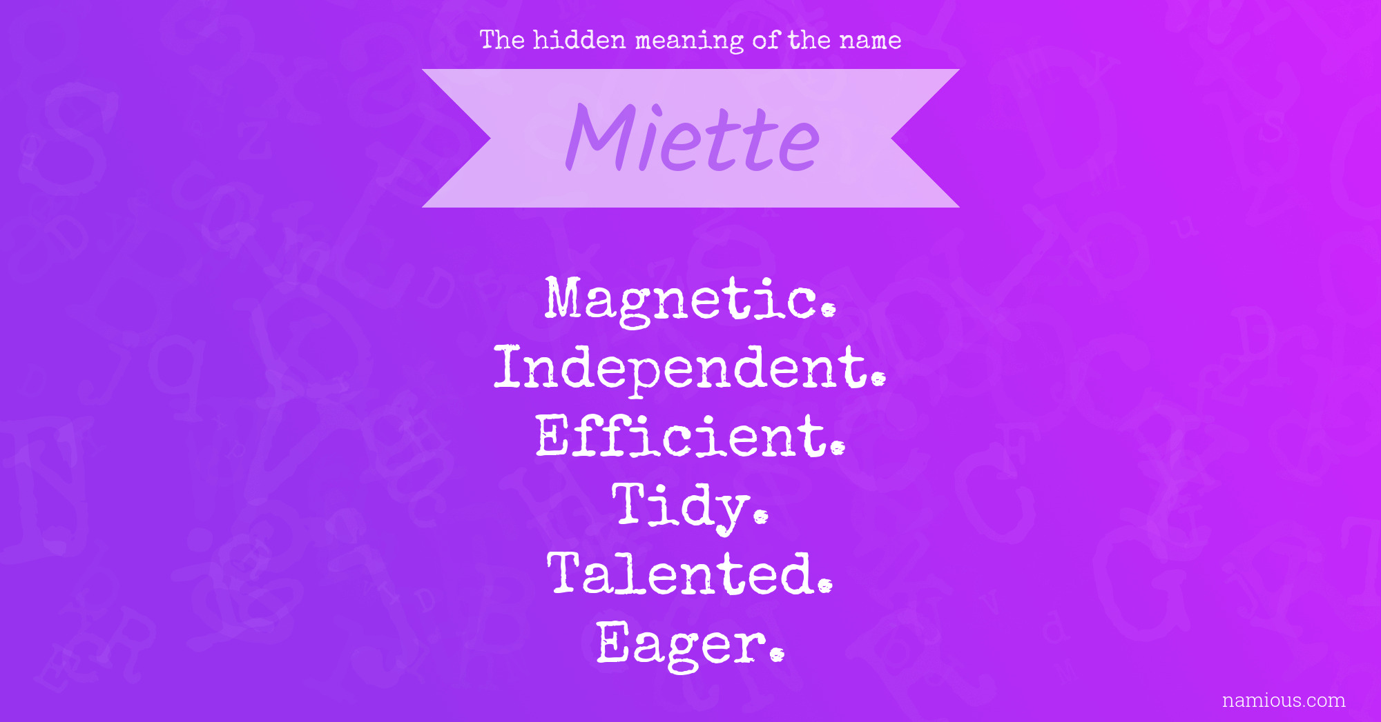 The hidden meaning of the name Miette