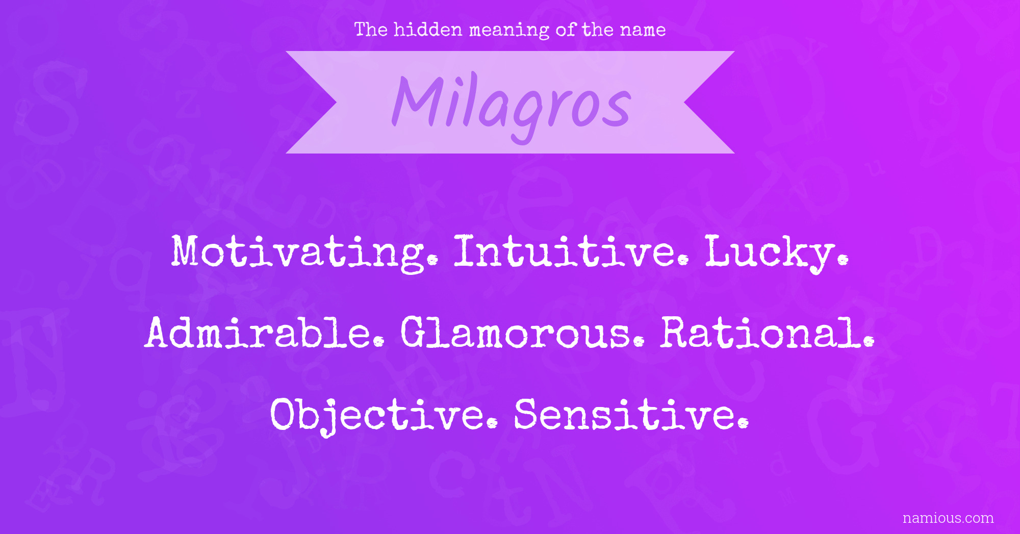 The hidden meaning of the name Milagros