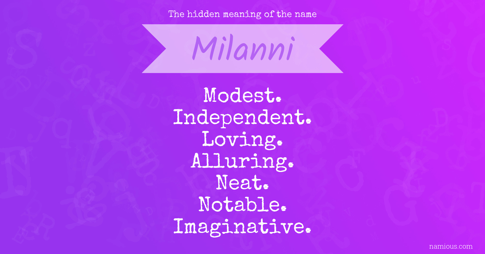 The hidden meaning of the name Milanni