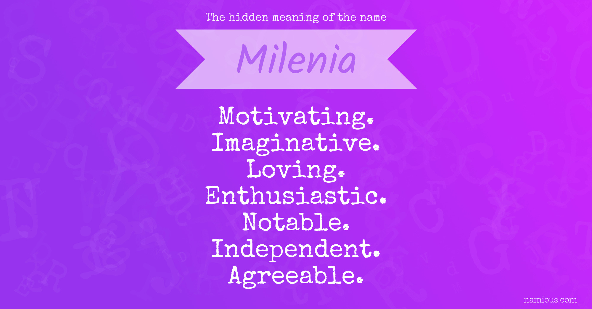 The hidden meaning of the name Milenia