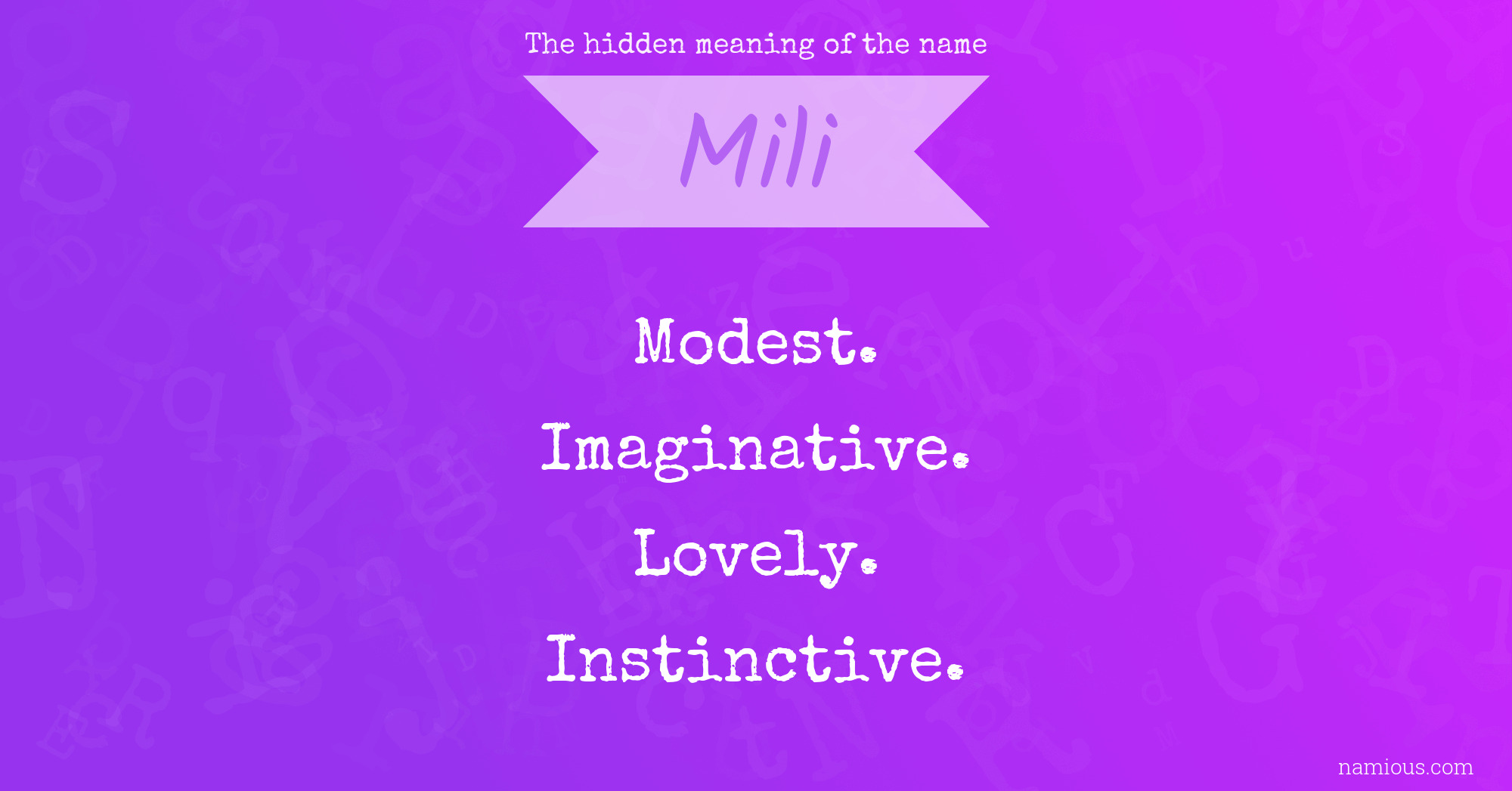 The hidden meaning of the name Mili