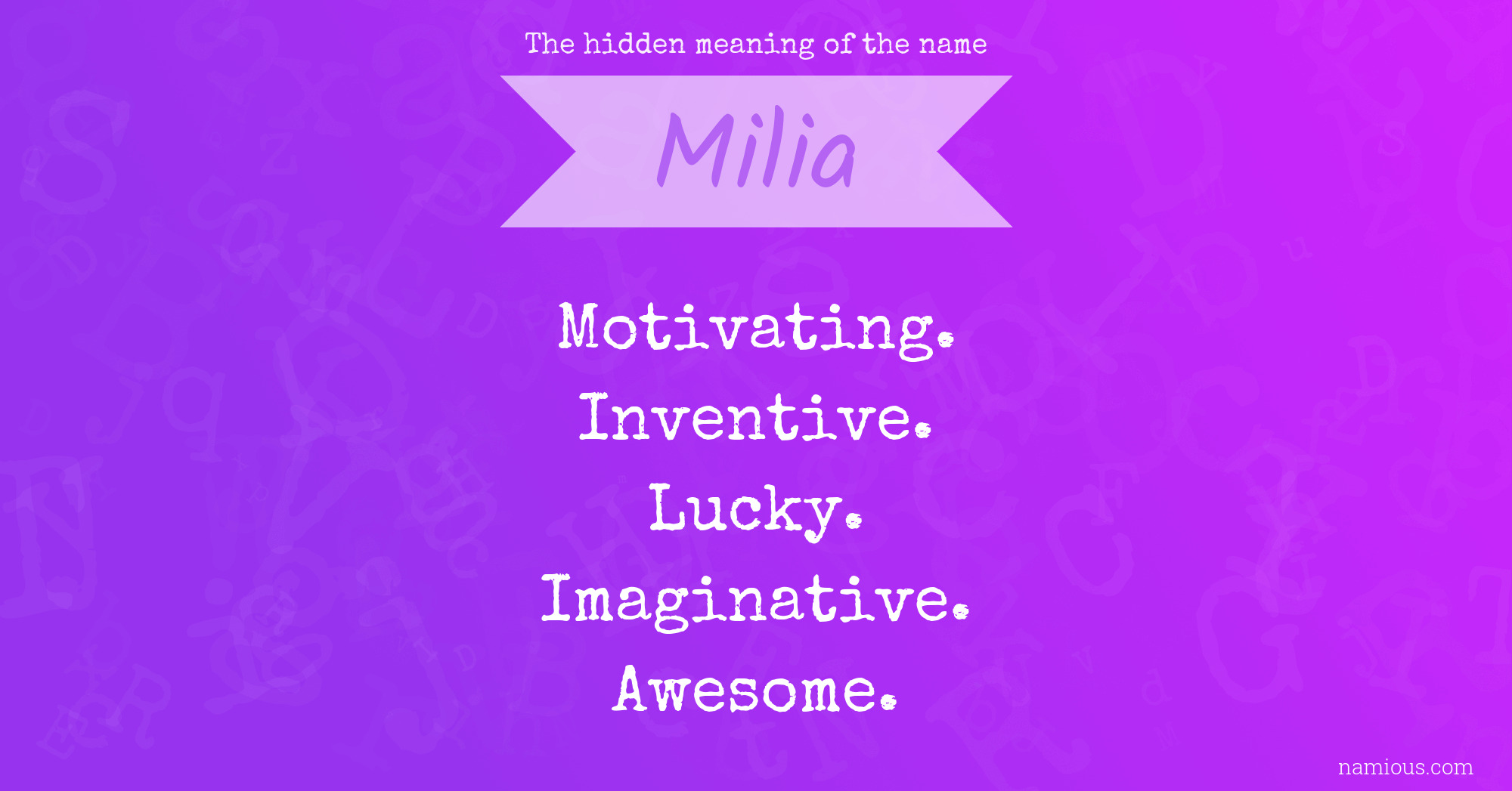 The hidden meaning of the name Milia