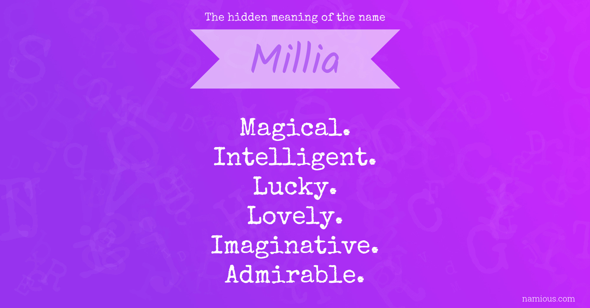 The hidden meaning of the name Millia