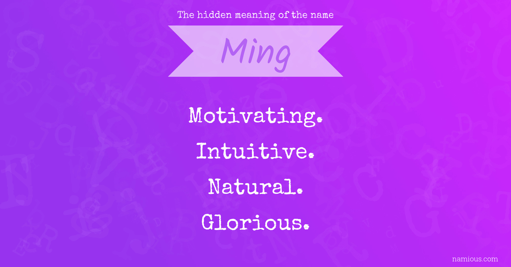 The hidden meaning of the name Ming