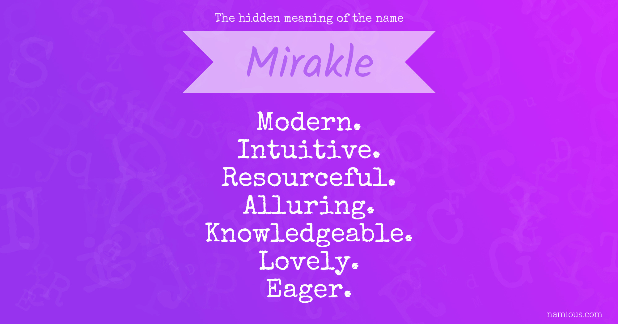 The hidden meaning of the name Mirakle