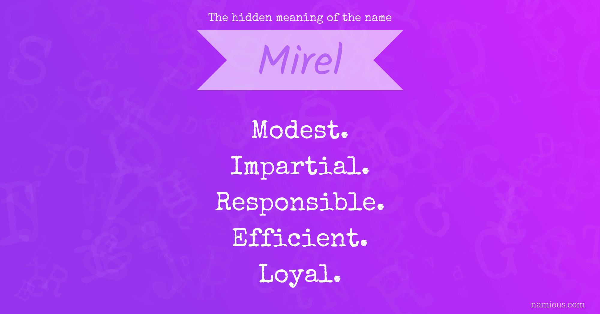 The hidden meaning of the name Mirel