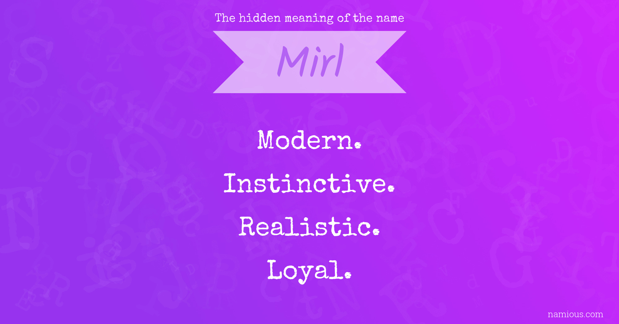 The hidden meaning of the name Mirl