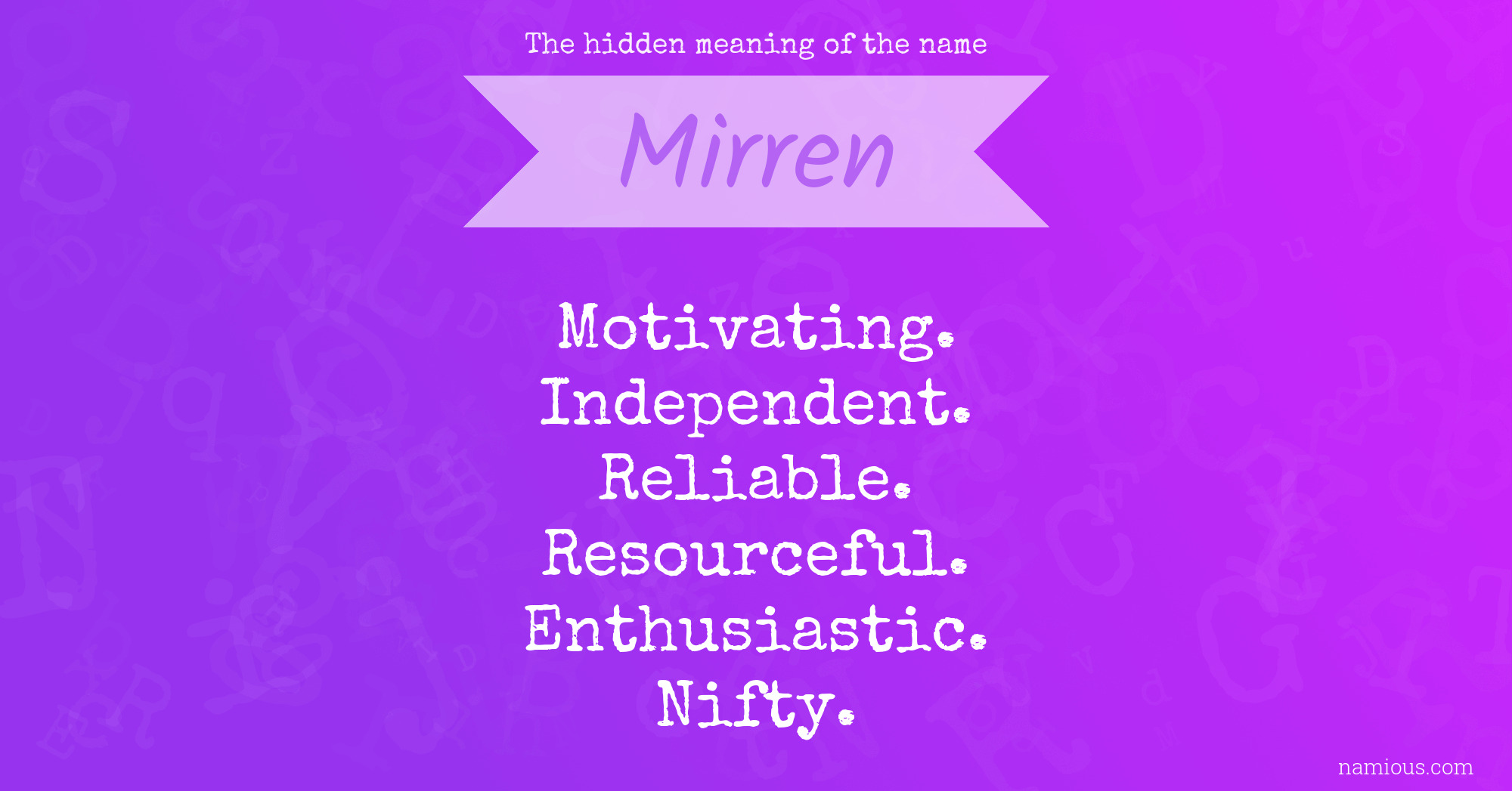 The hidden meaning of the name Mirren