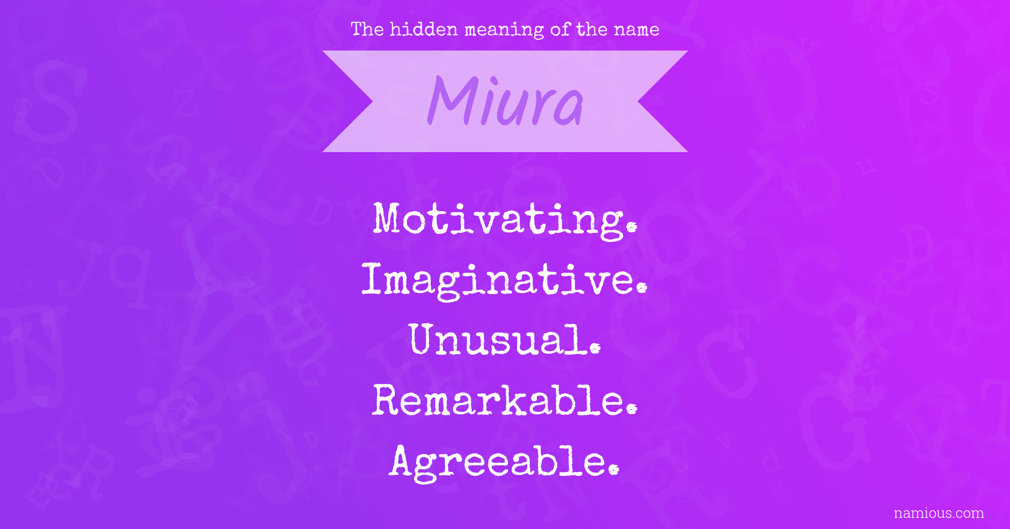 The hidden meaning of the name Miura