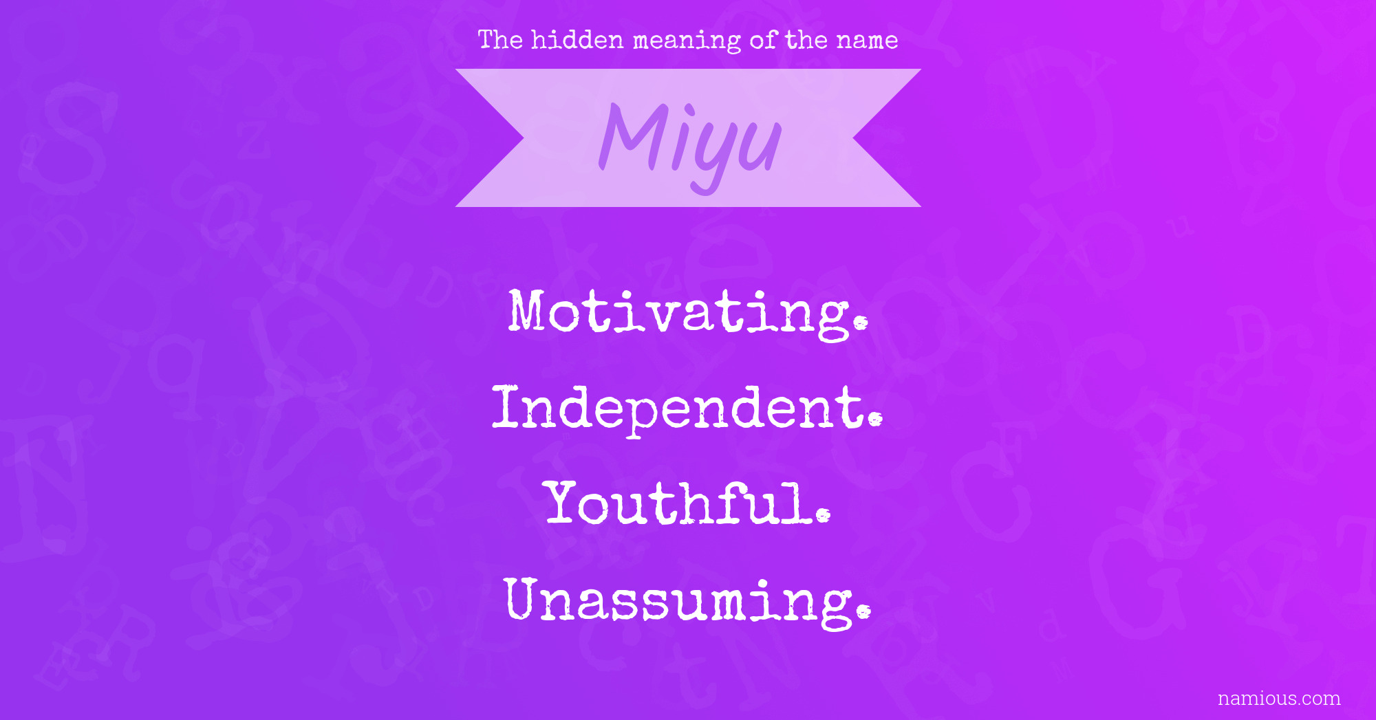 The hidden meaning of the name Miyu