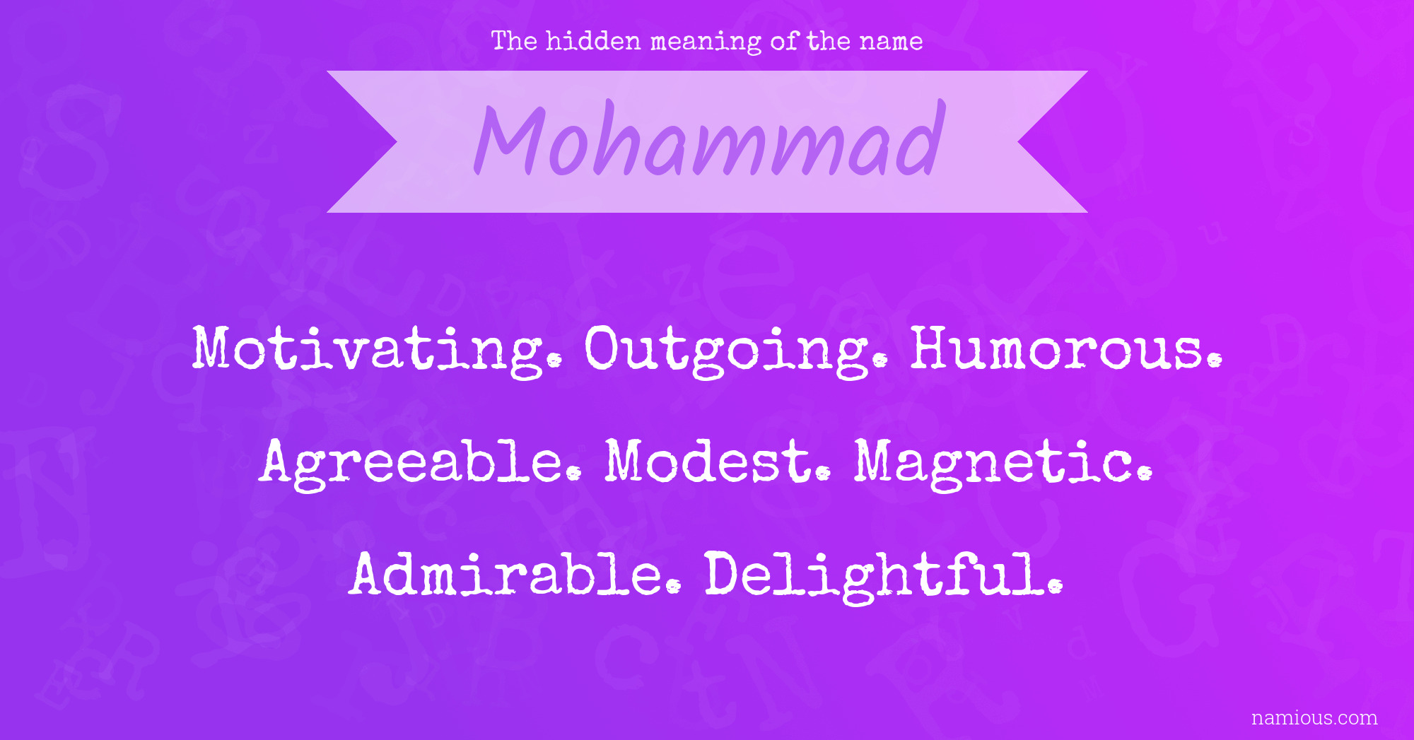 The hidden meaning of the name Mohammad