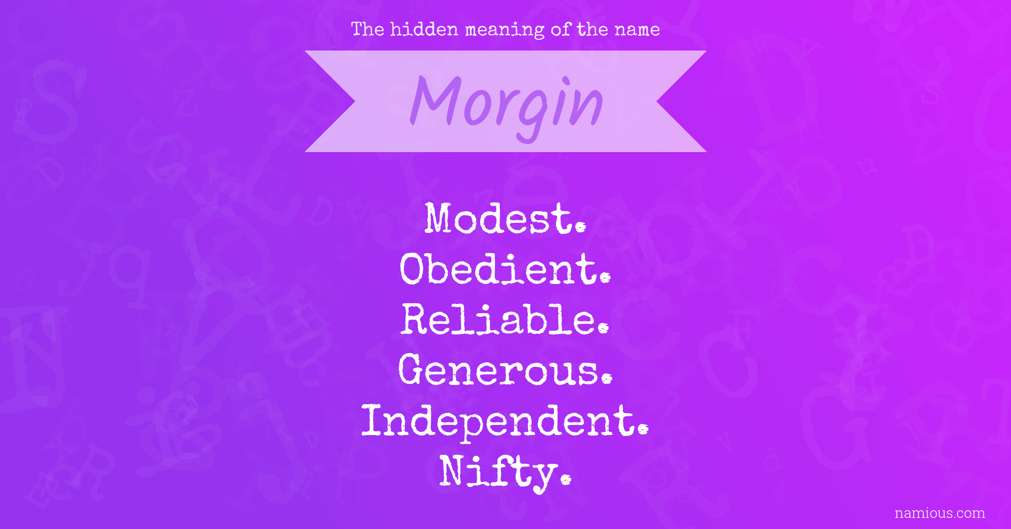 The hidden meaning of the name Morgin