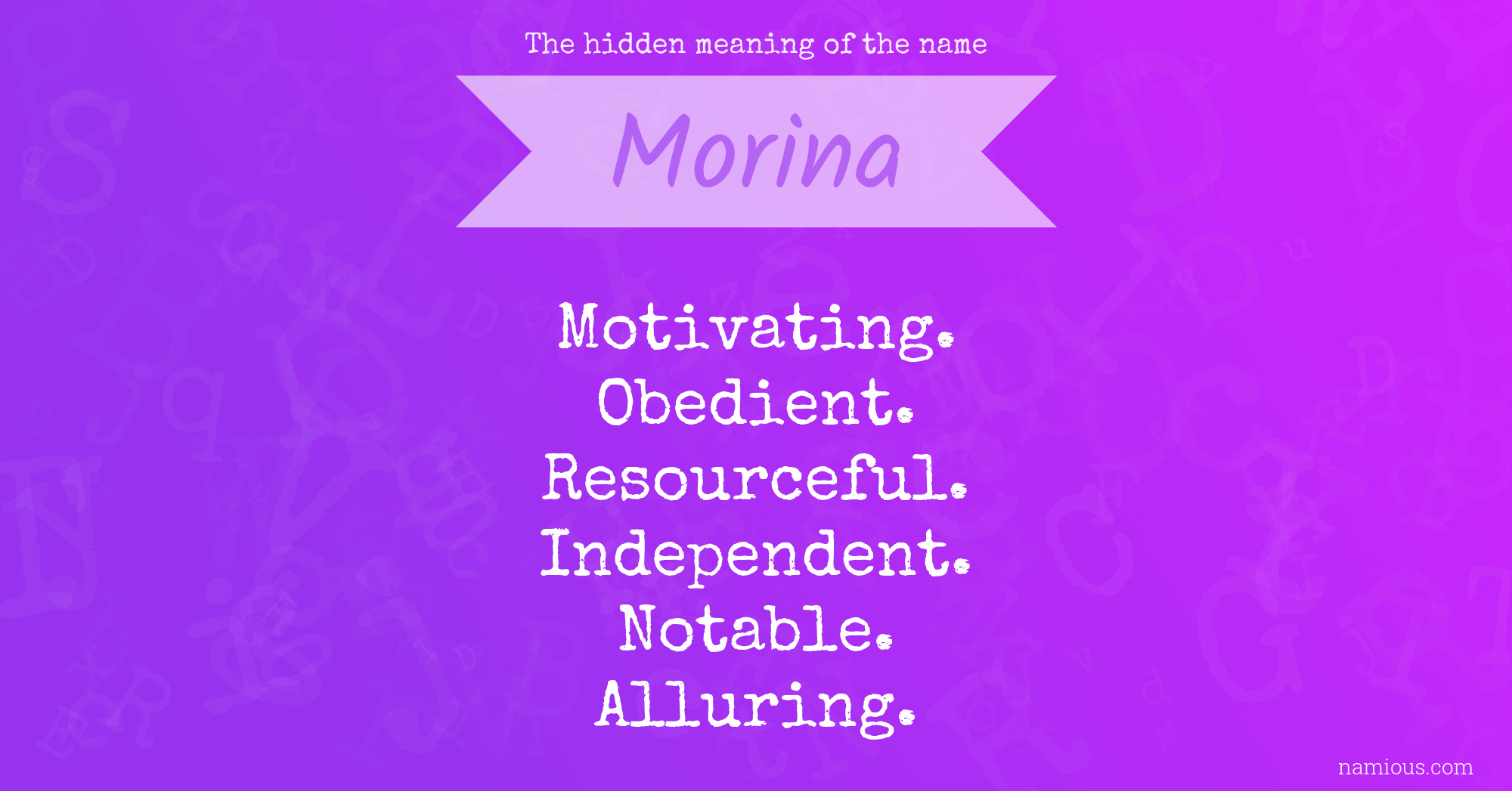 The hidden meaning of the name Morina