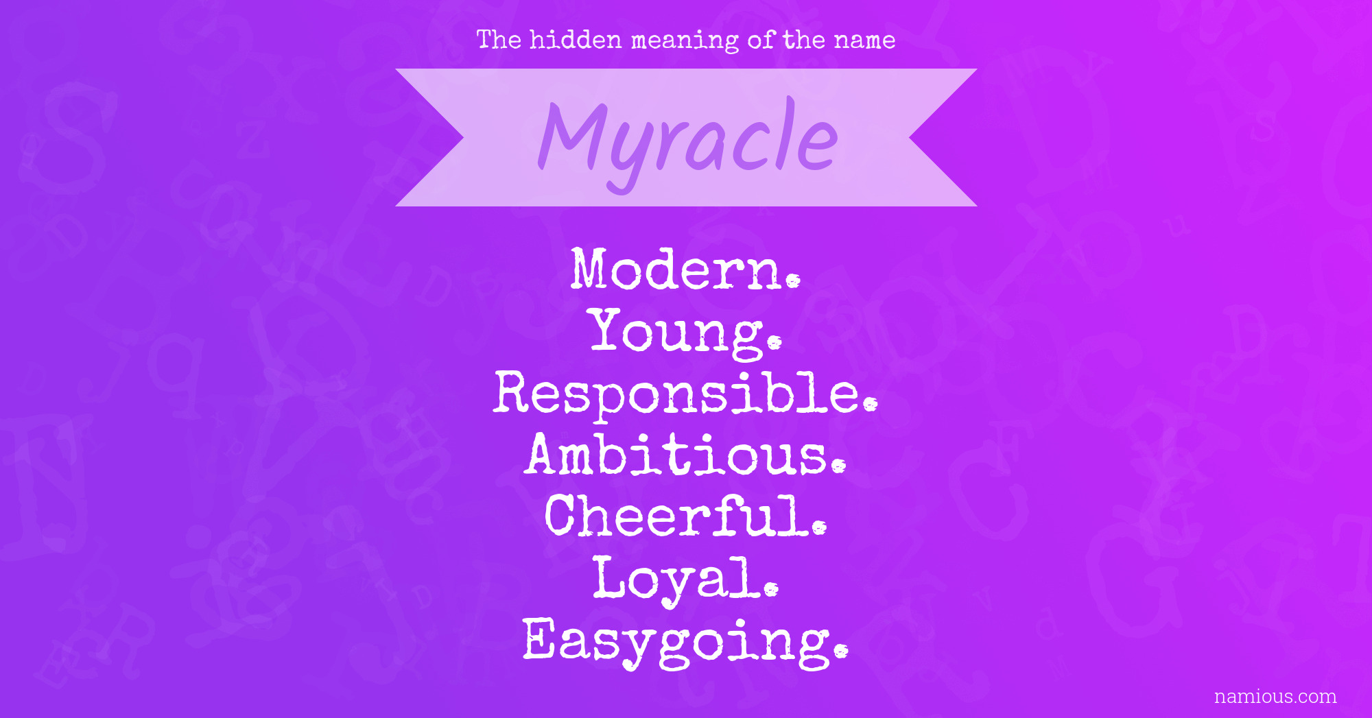 The hidden meaning of the name Myracle