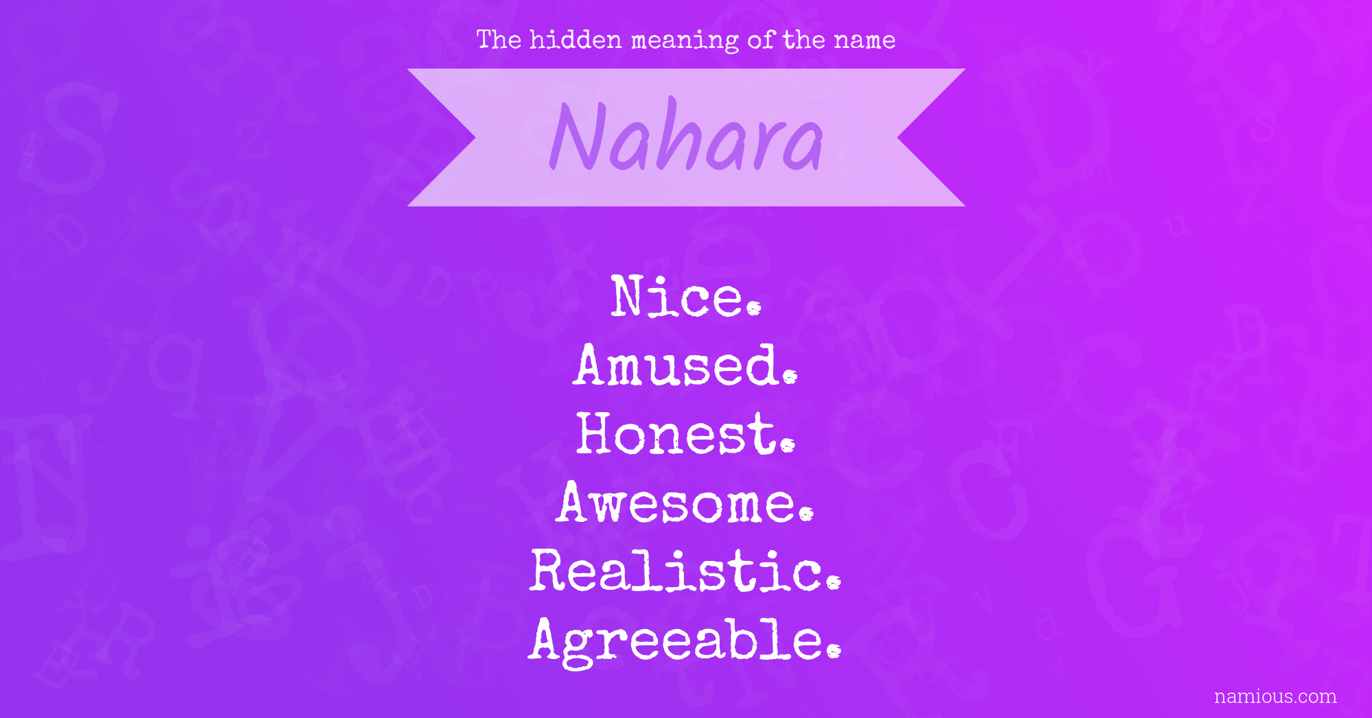 The hidden meaning of the name Nahara