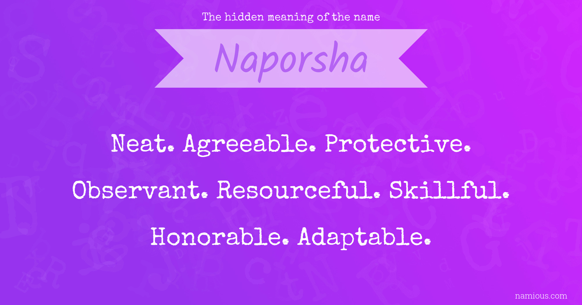 The hidden meaning of the name Naporsha