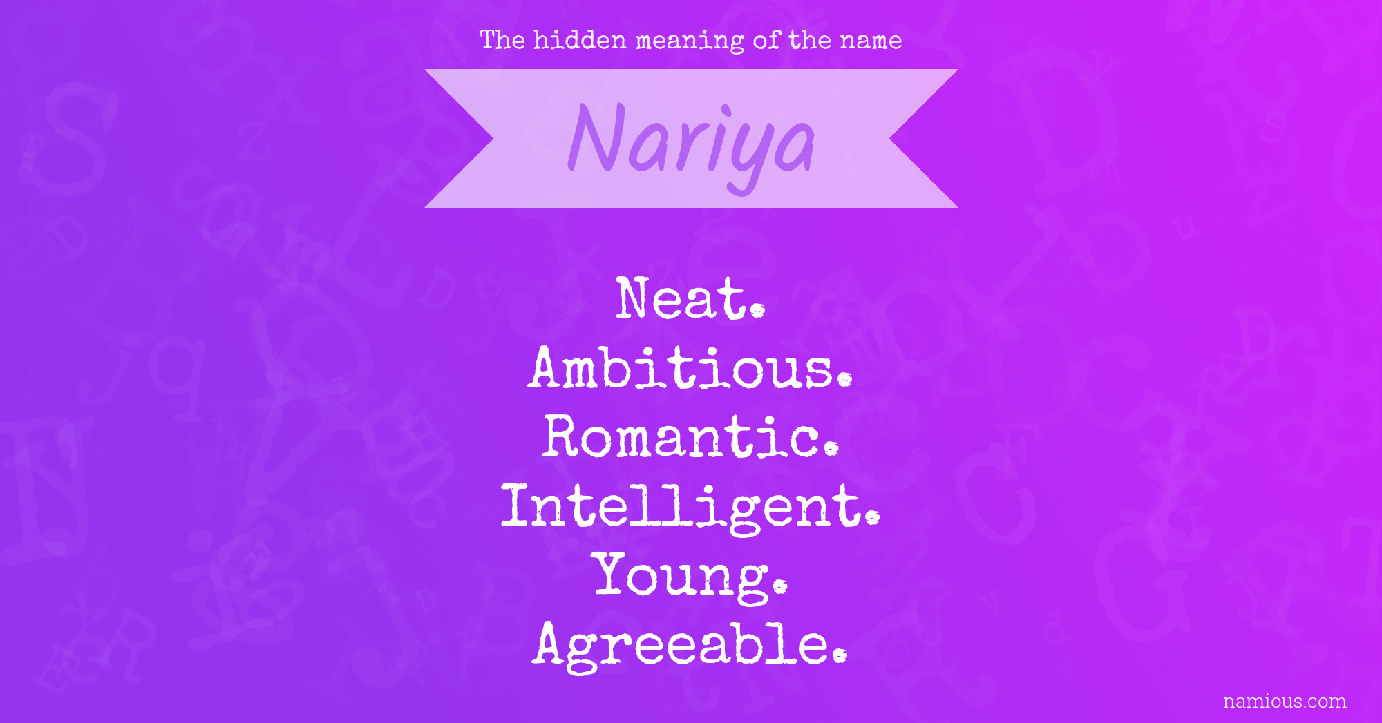 The hidden meaning of the name Nariya