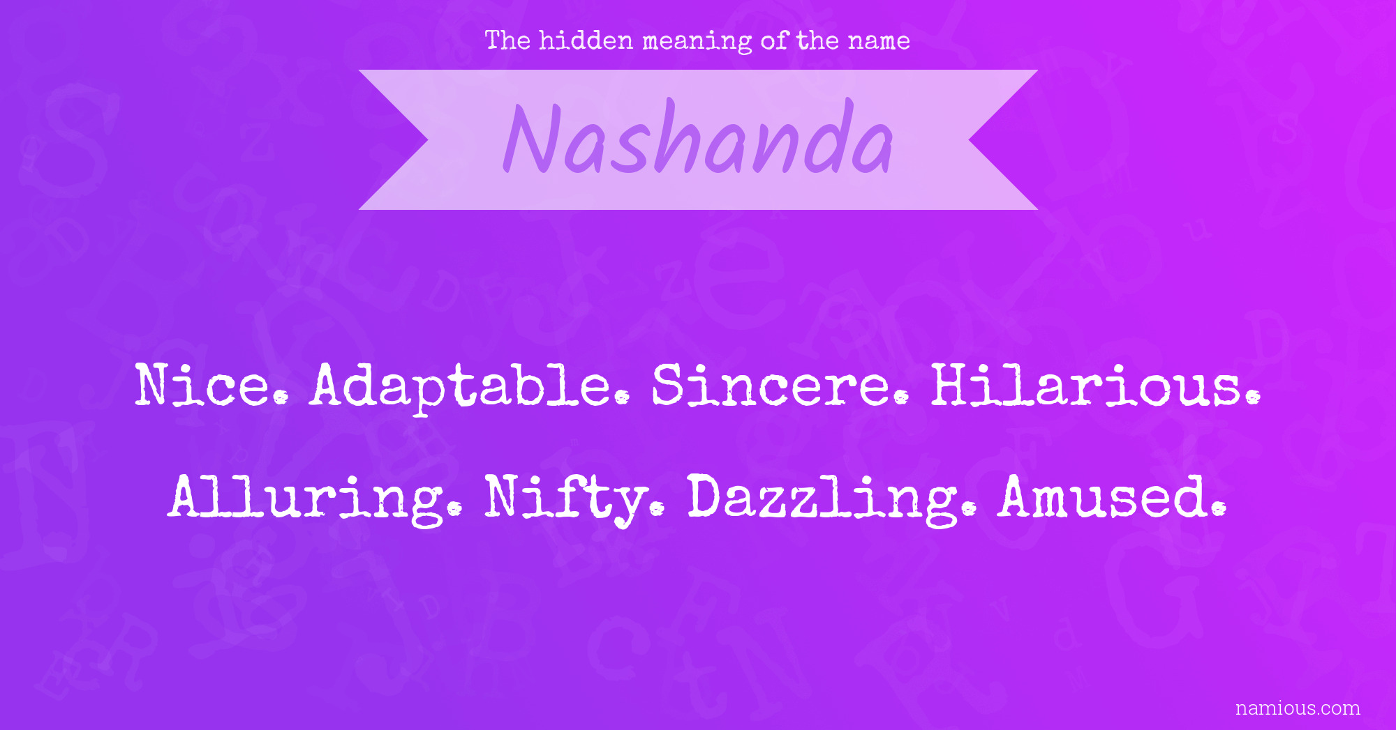 The hidden meaning of the name Nashanda