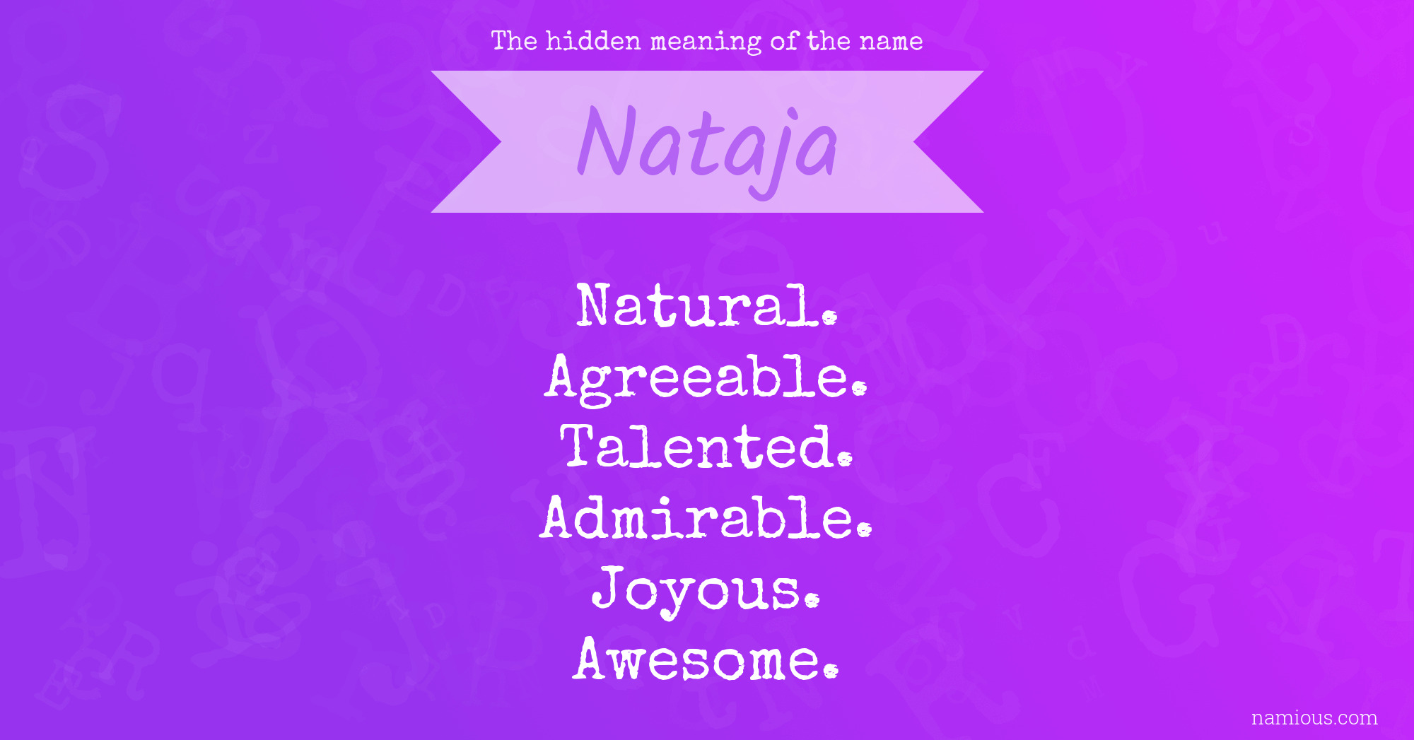 The hidden meaning of the name Nataja