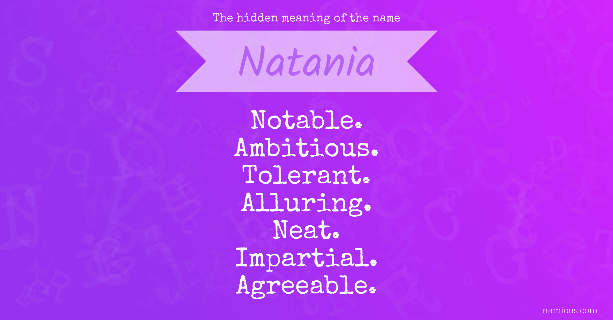 The hidden meaning of the name Natania