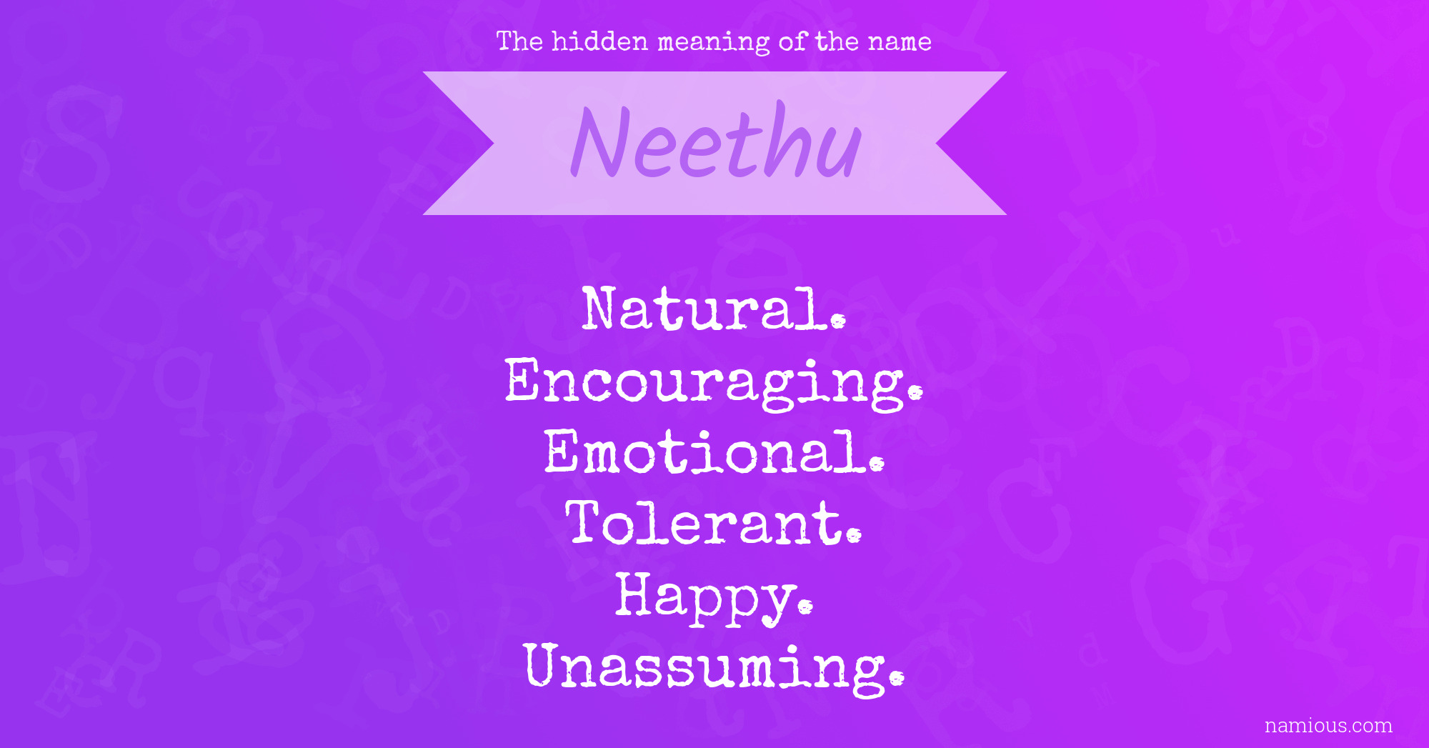 The hidden meaning of the name Neethu