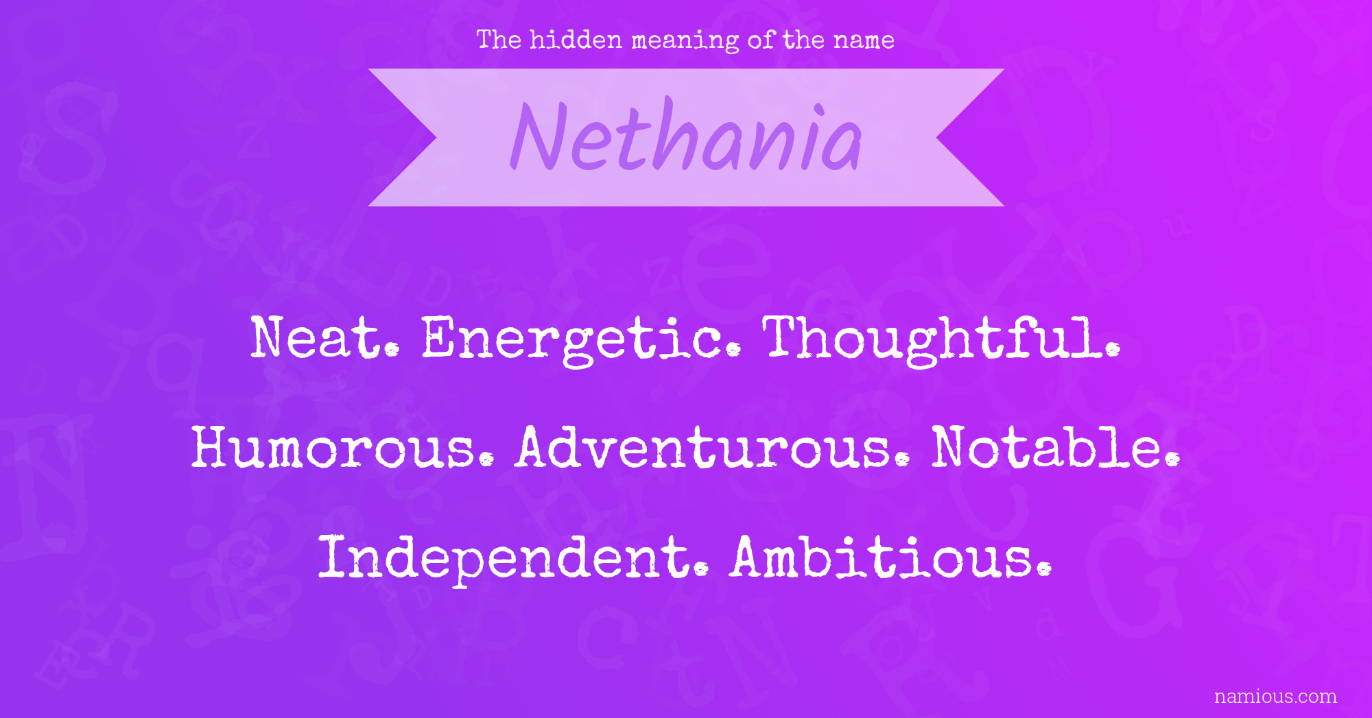 The hidden meaning of the name Nethania