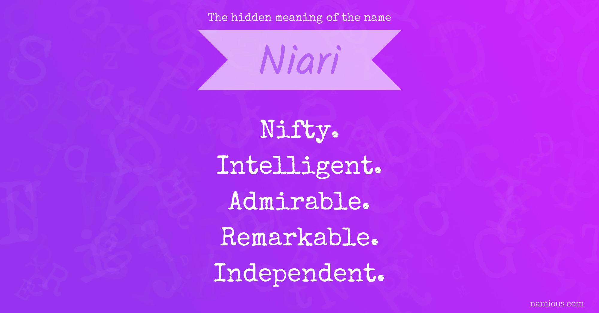 The hidden meaning of the name Niari