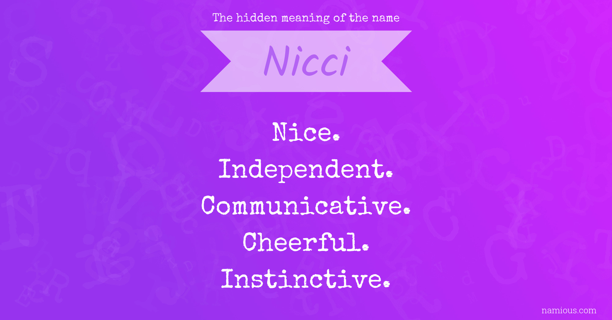 The hidden meaning of the name Nicci