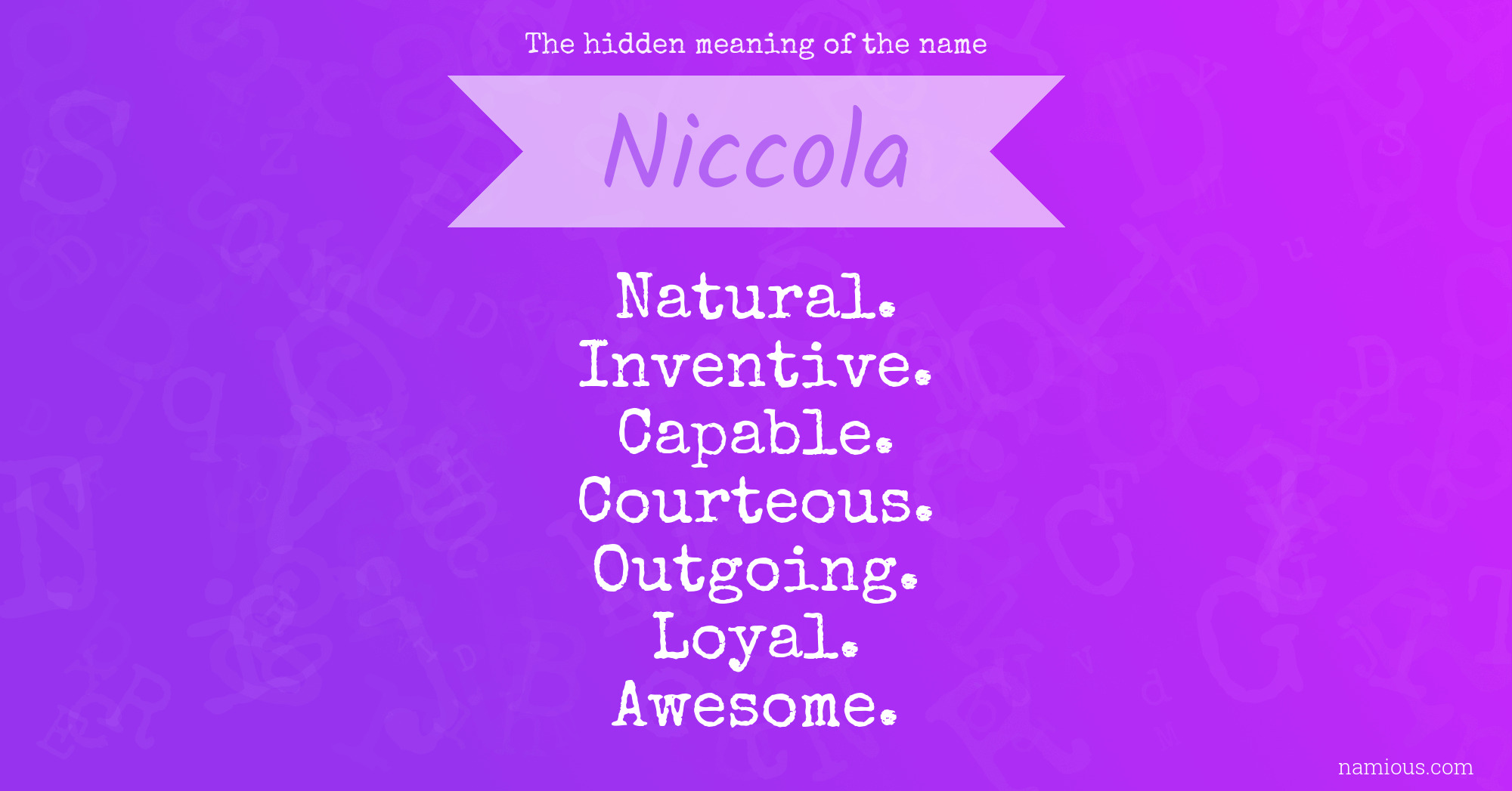 The hidden meaning of the name Niccola